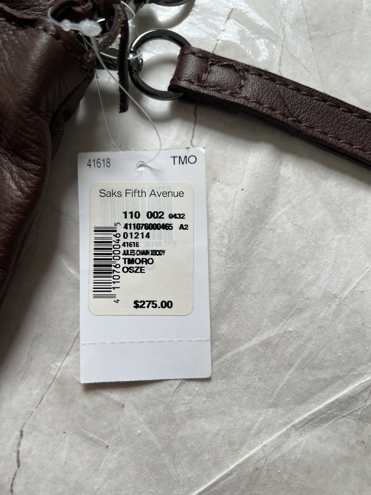 NWT $275 Linea Pelle Soft Brown Leather Whipstitch Chain Crossbody Bag Wristlet
