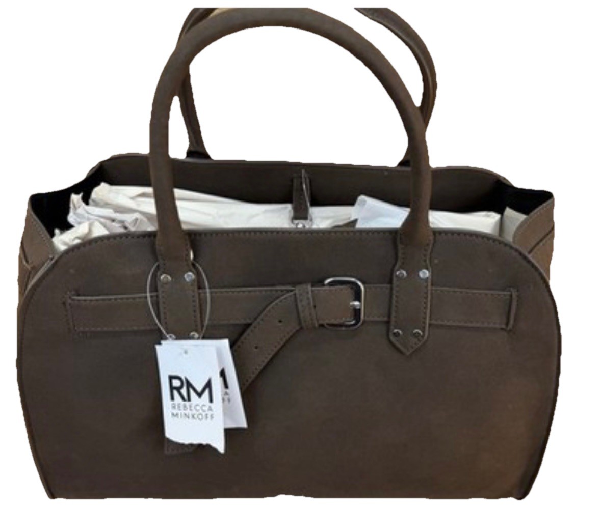 RM Rebecca Minkoff Sadie Satchel Fondant Brown Top Handle Structured Satchel