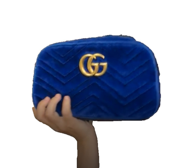 Gucci Blue Velvet GG Marmont Crossbody Bag Small – WGACA