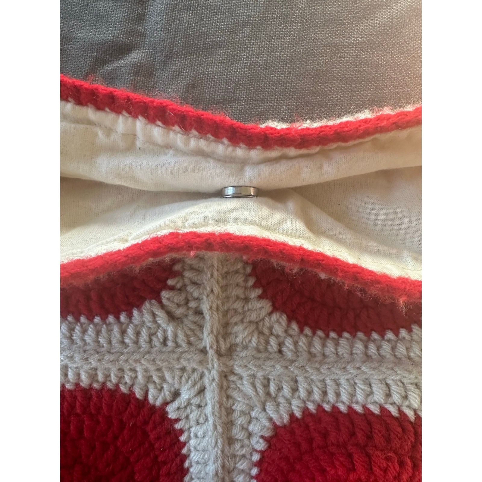 Hand Crafted Crochet CrossBody Tote Bag white Granny Square BoHo red Festival