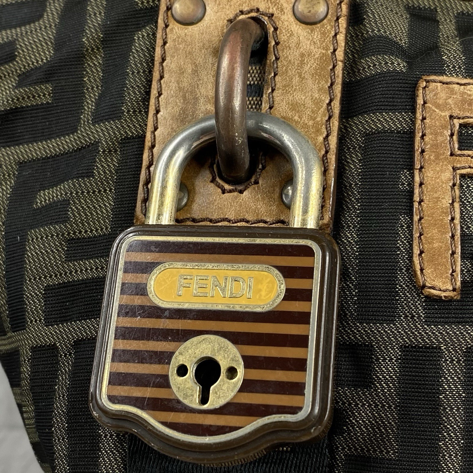 FENDI Zucca pattern Mini Tote Handbag Bag 7VA165 Canvas Vintage y2k Logo