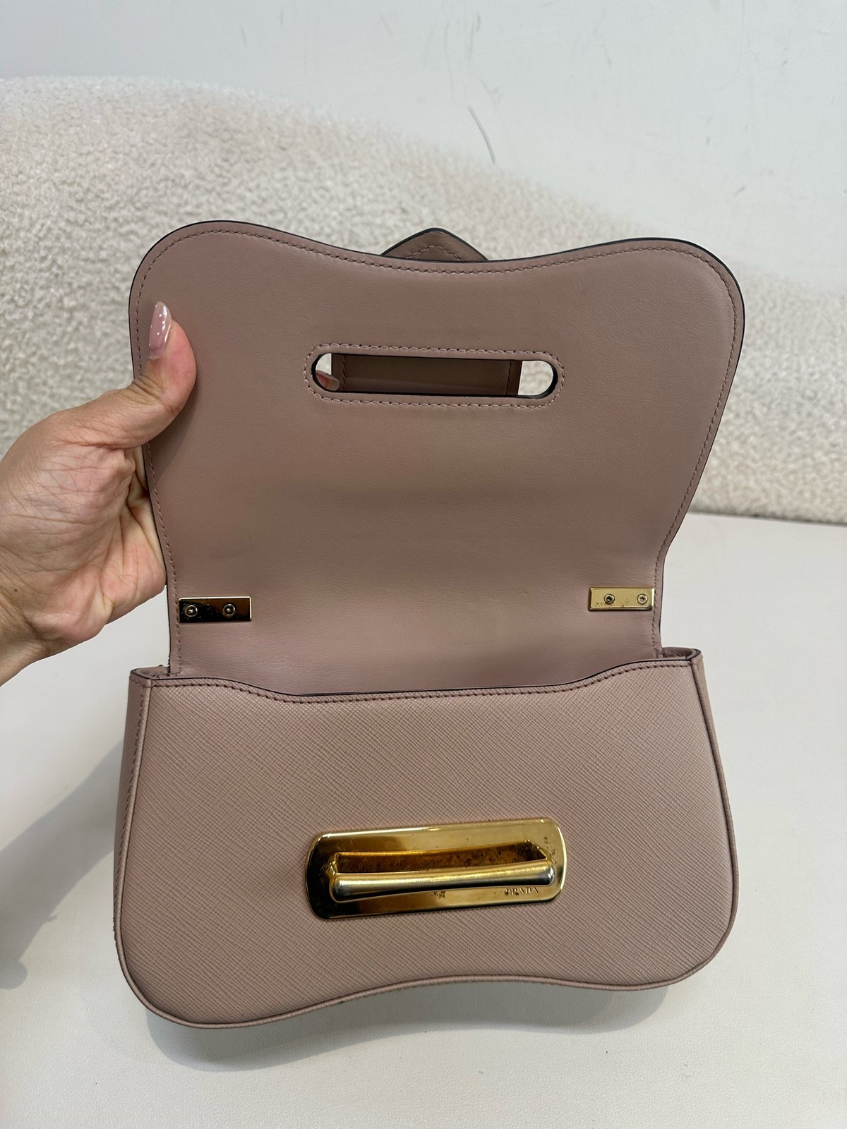 Authentic Vintage Prada Sidonie Leather Shoulder Bag Beige Gold-Tone eBay AG