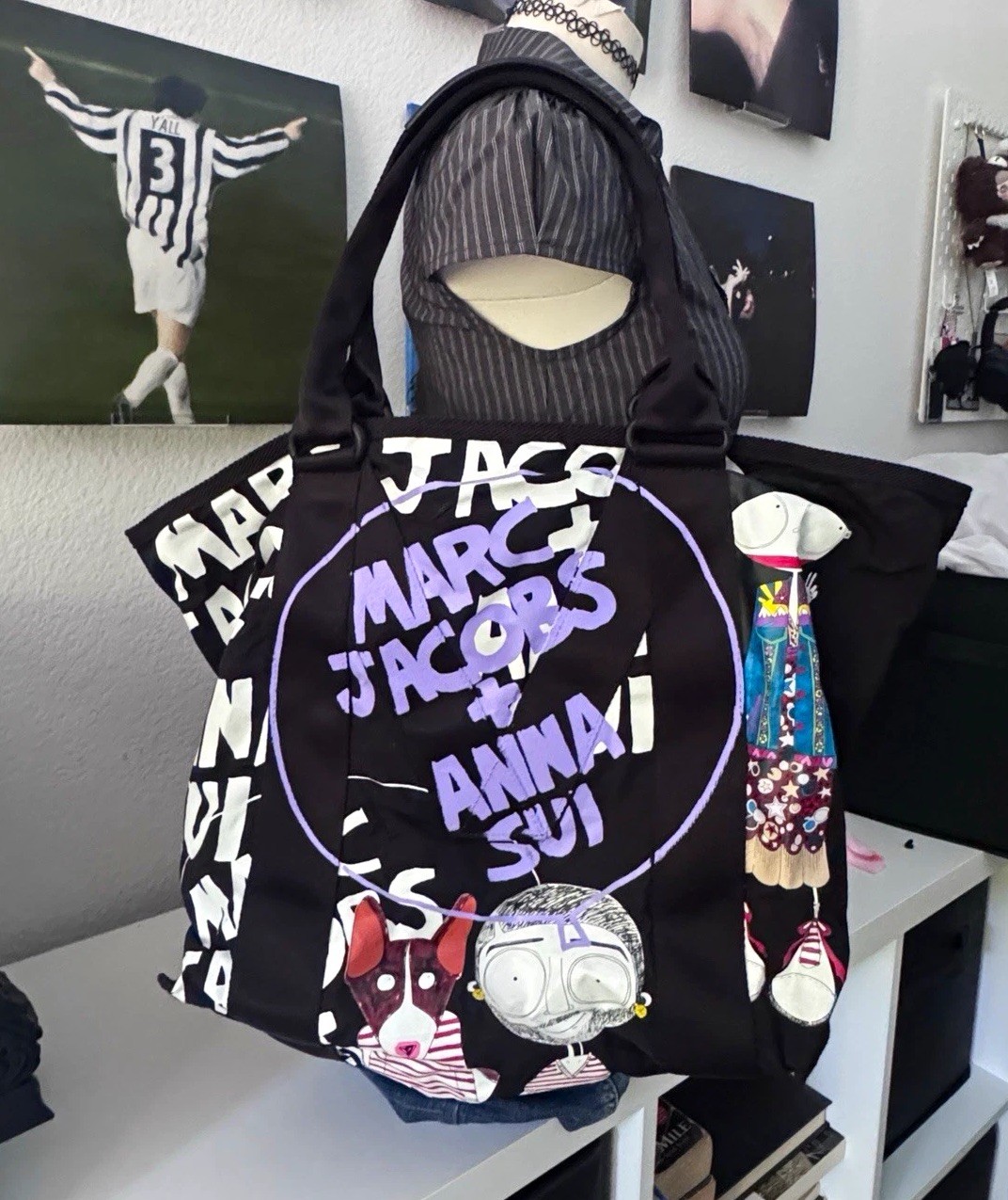 Discontinued Marc Jacobs Anna Sui Graphic Tote Bag Black/Purple/White Zip