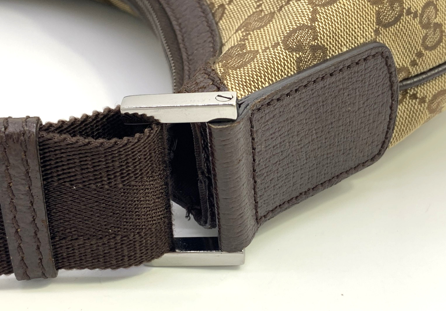 GUCCI GG Canvas Crossbody Bag 181092 Logo Beige-Brown Classic Authentic
