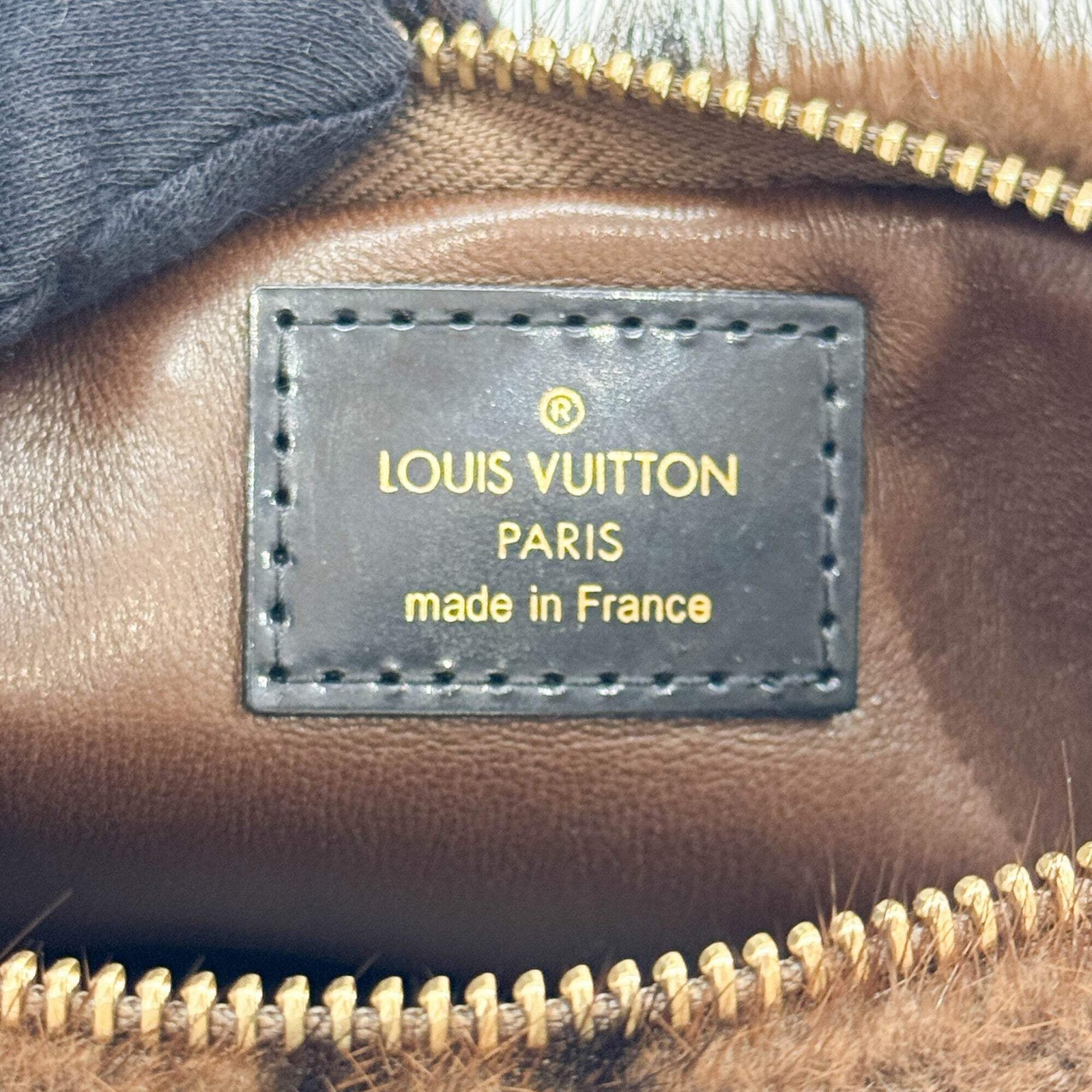 LOUIS VUITTON Brown Monogram Mink Fur Pochette Vision Shoulder Bag