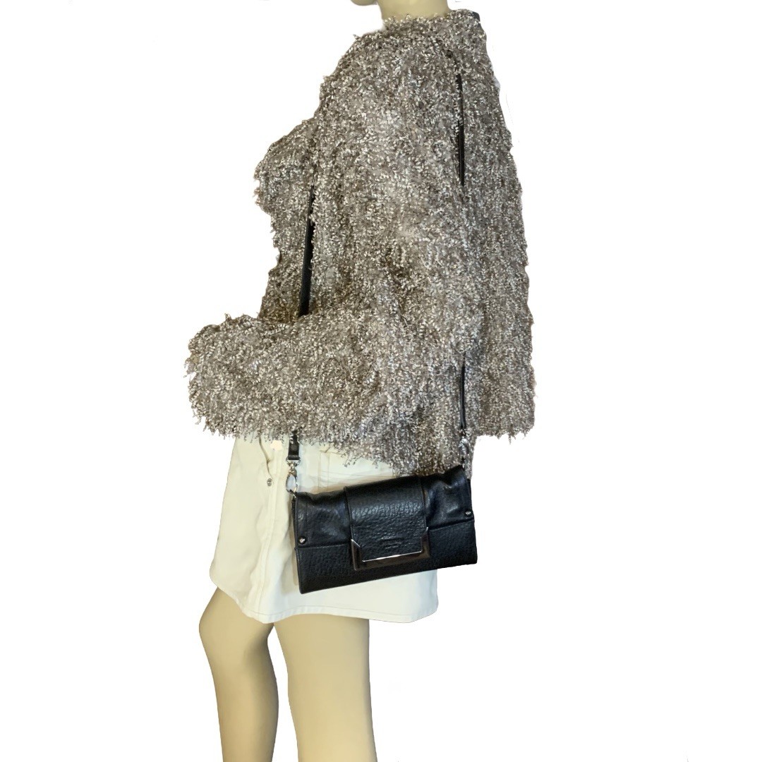PERLINA BLACK PEBBLED LEATHER CROSSBODY/CLUTCH BAG