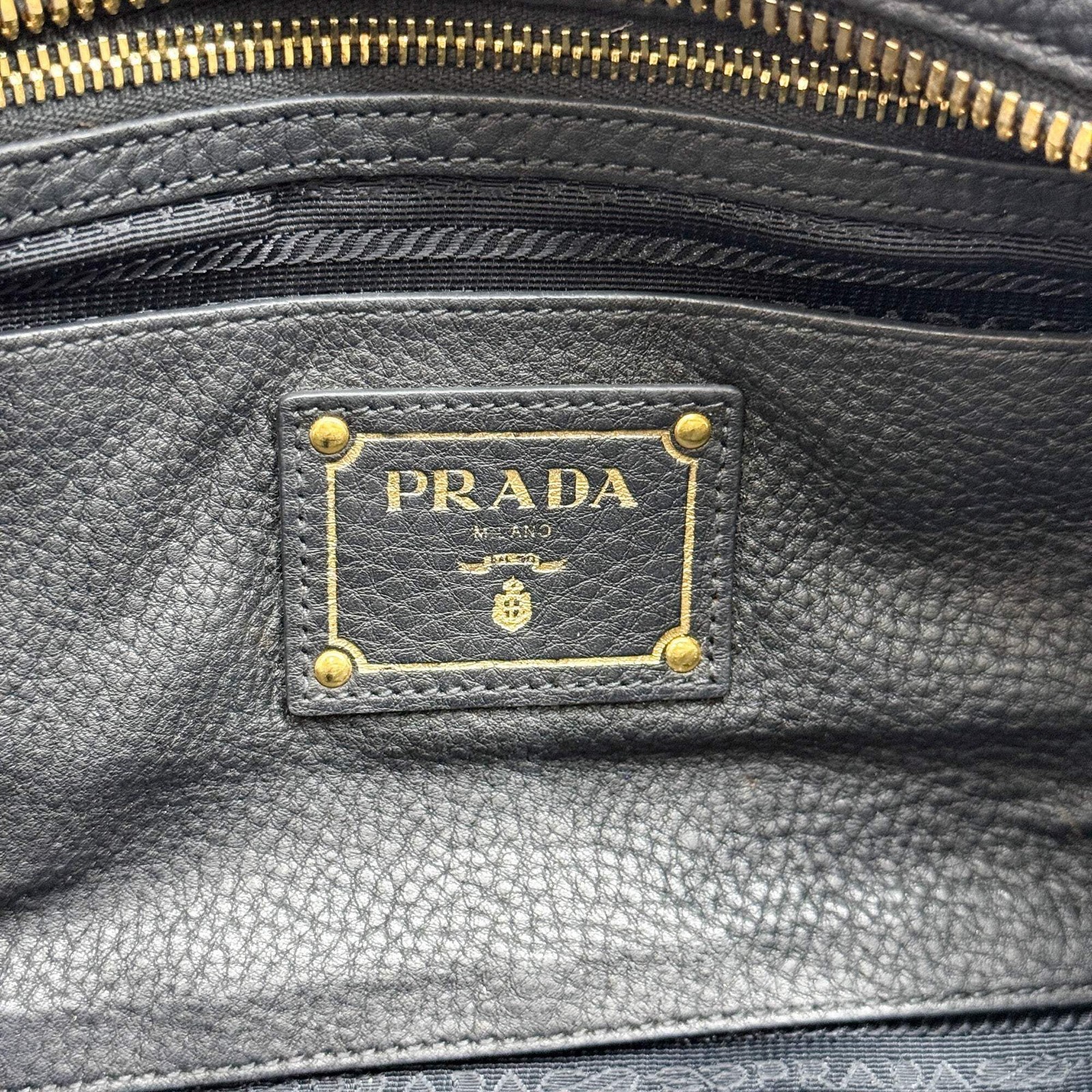 PRADA Boston Grey Leather Shoulder Bag