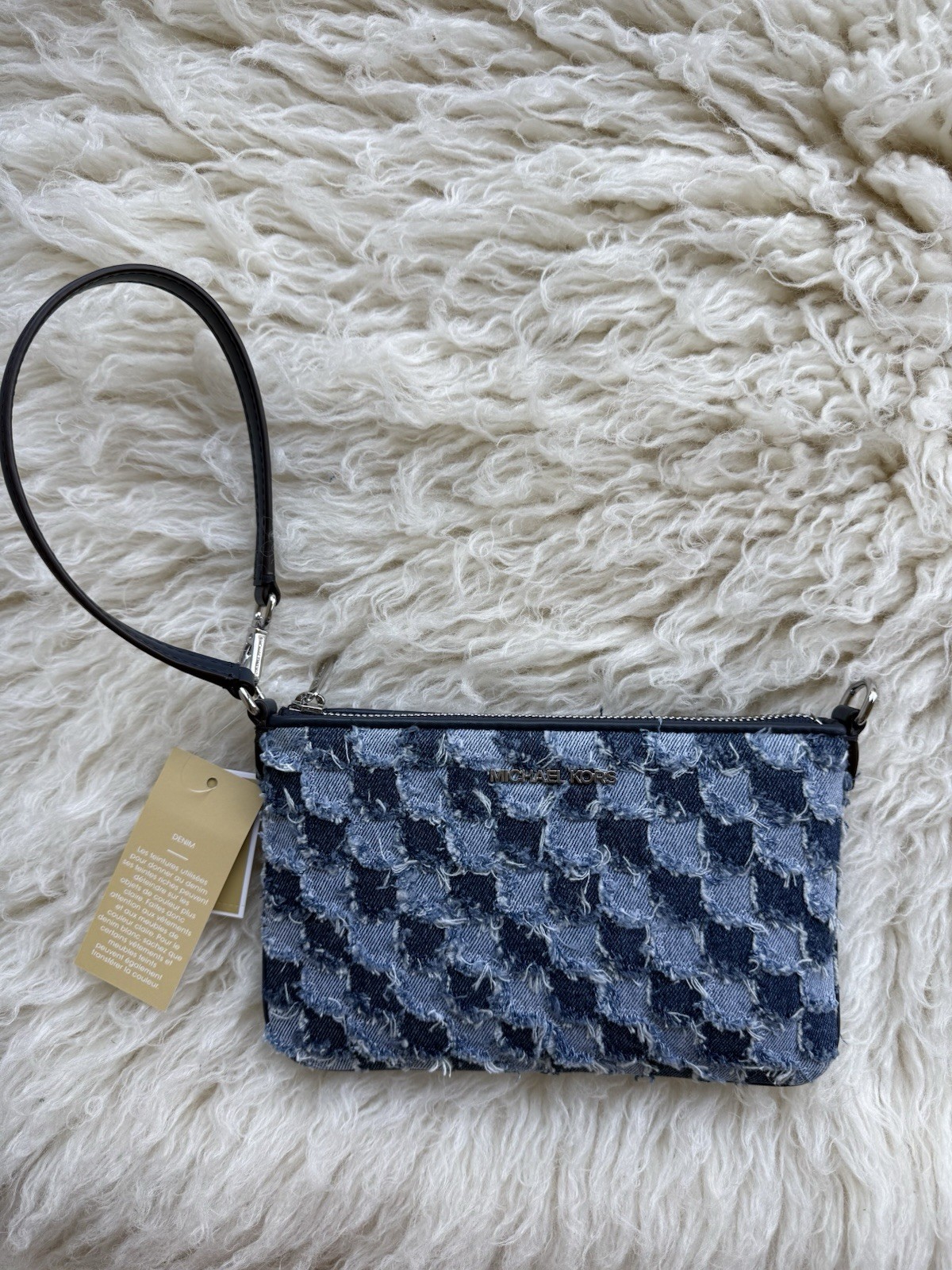 NWT Michael Kors Jet Set Travel Small Patchwork Denim Convertible Wristlet Bag