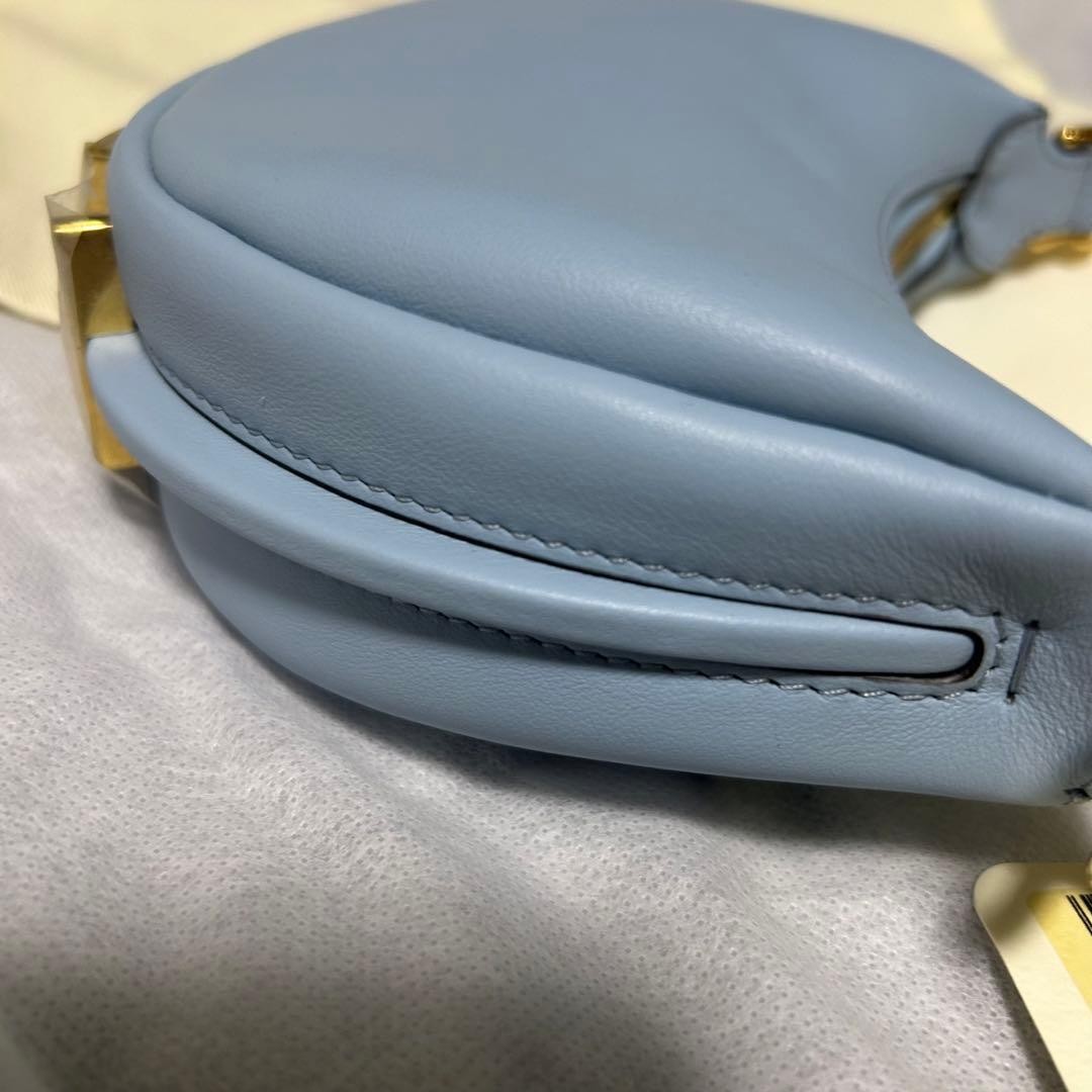 FENDI Nano FendiGraphy Micro Bag Pouch 7AS089 Light Blue Leather Women New Auth