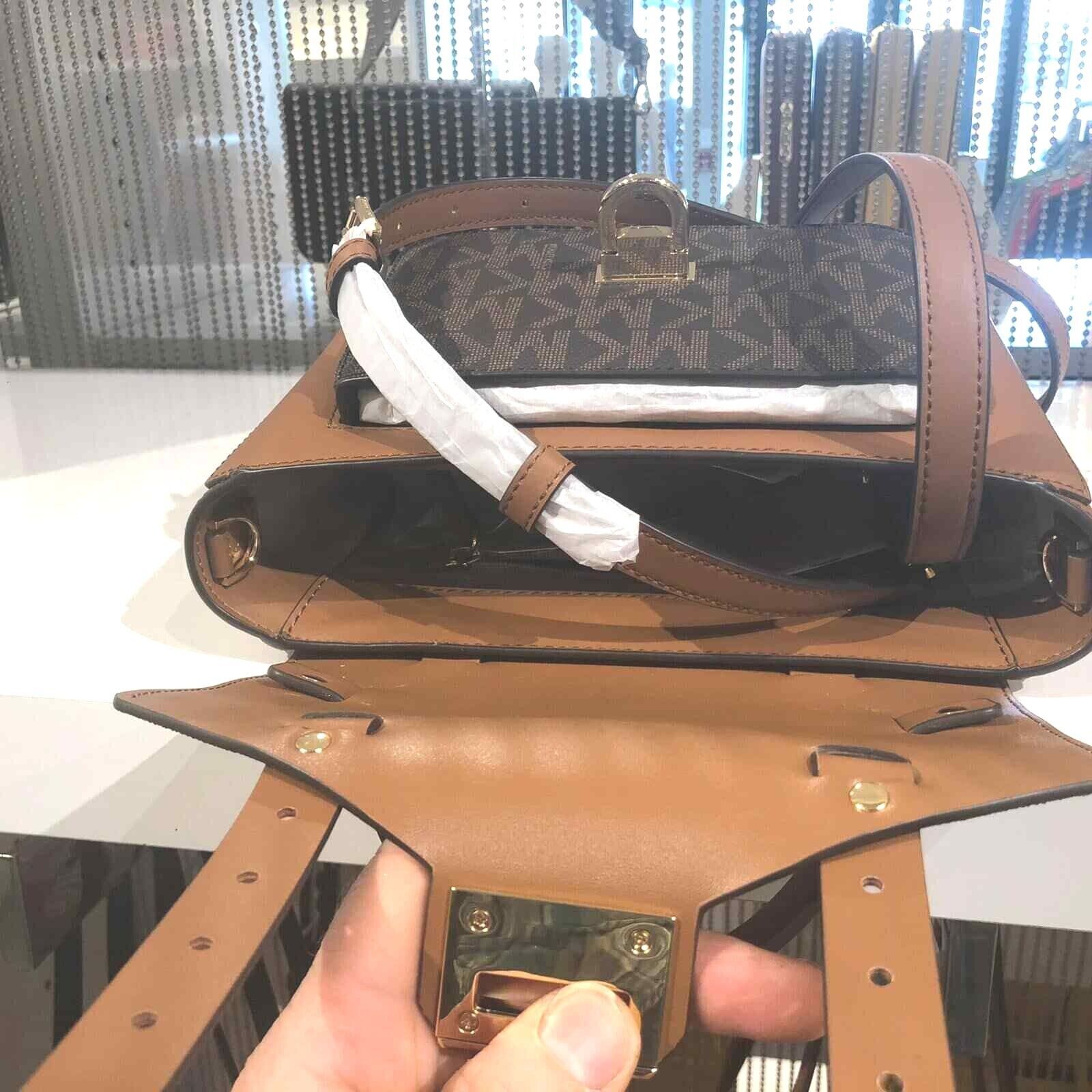 Michael Kors Manhattan Medium Leather or PVC Satchel Crossbody Handbag Purse Bag