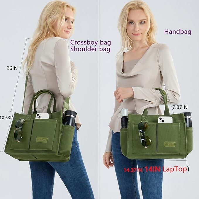 ZHMO Canvas Tote Bag for Women,Women’s Bags Crossbody Bags Work Laptop Tote Bag