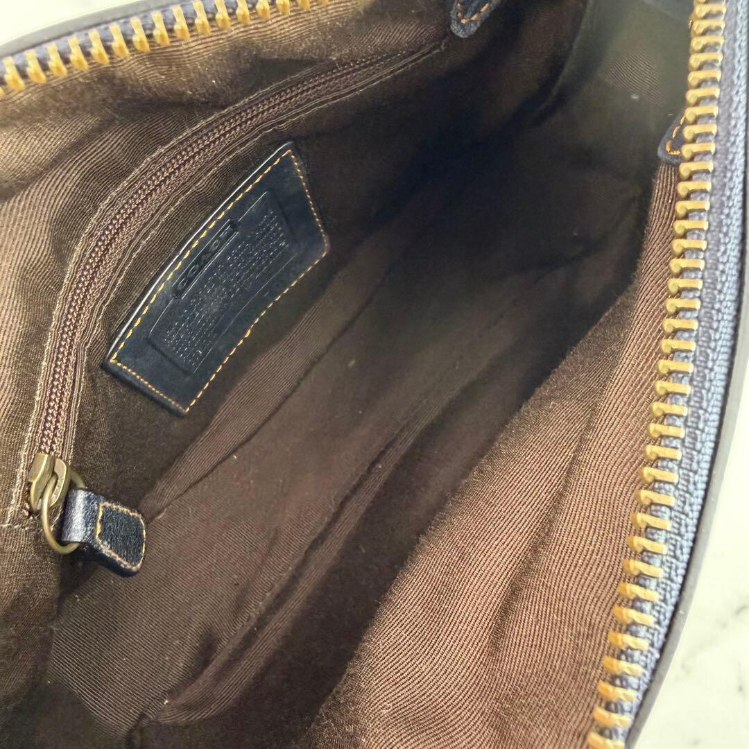 Coach Soho Signature Blue Brown Canvas Suede Buckle Shoulder Bag 7061 Y2K