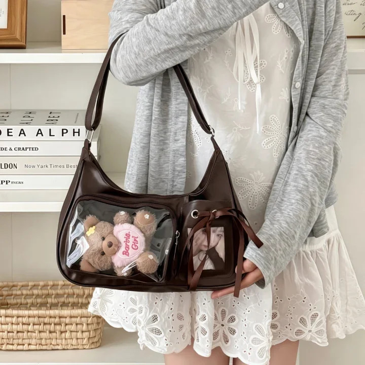 Y2K Ita Bag Harajuku Transparent Crossbody School Purse Women Korean