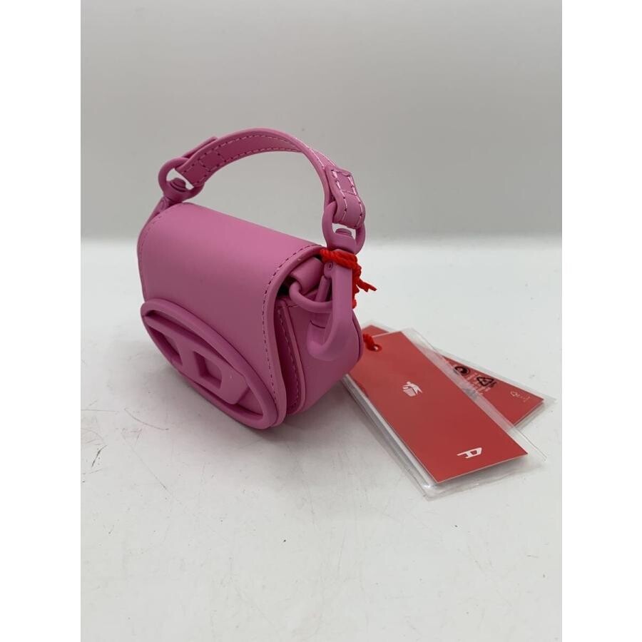 DIESEL Mini Charm Shoulder Bag Leather Pink Womens Compact Crossbody Purse