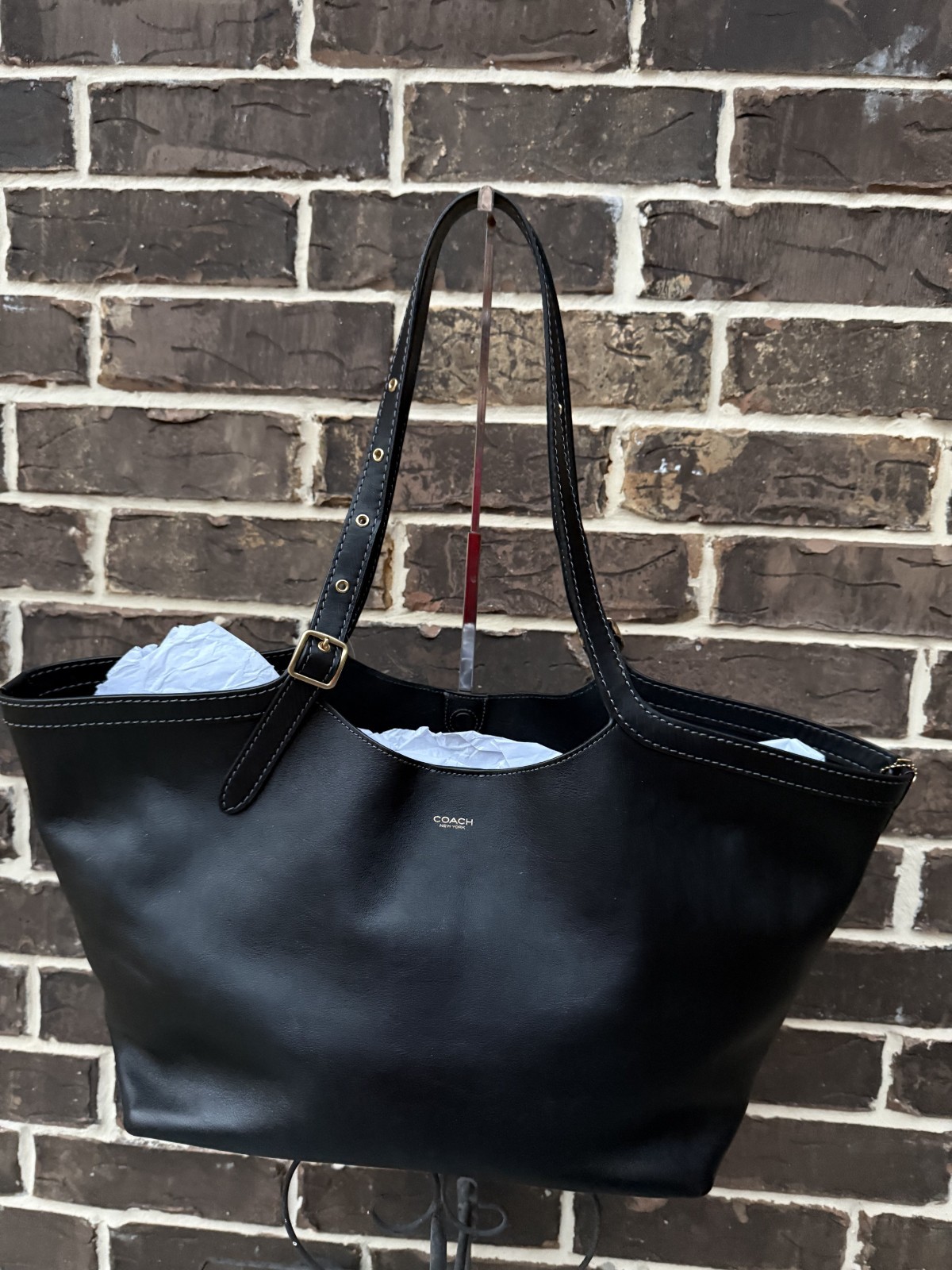 NWT $495 COACH Gramercy Tote Leather Oversized Slouchy Shoulder Bag BLACK