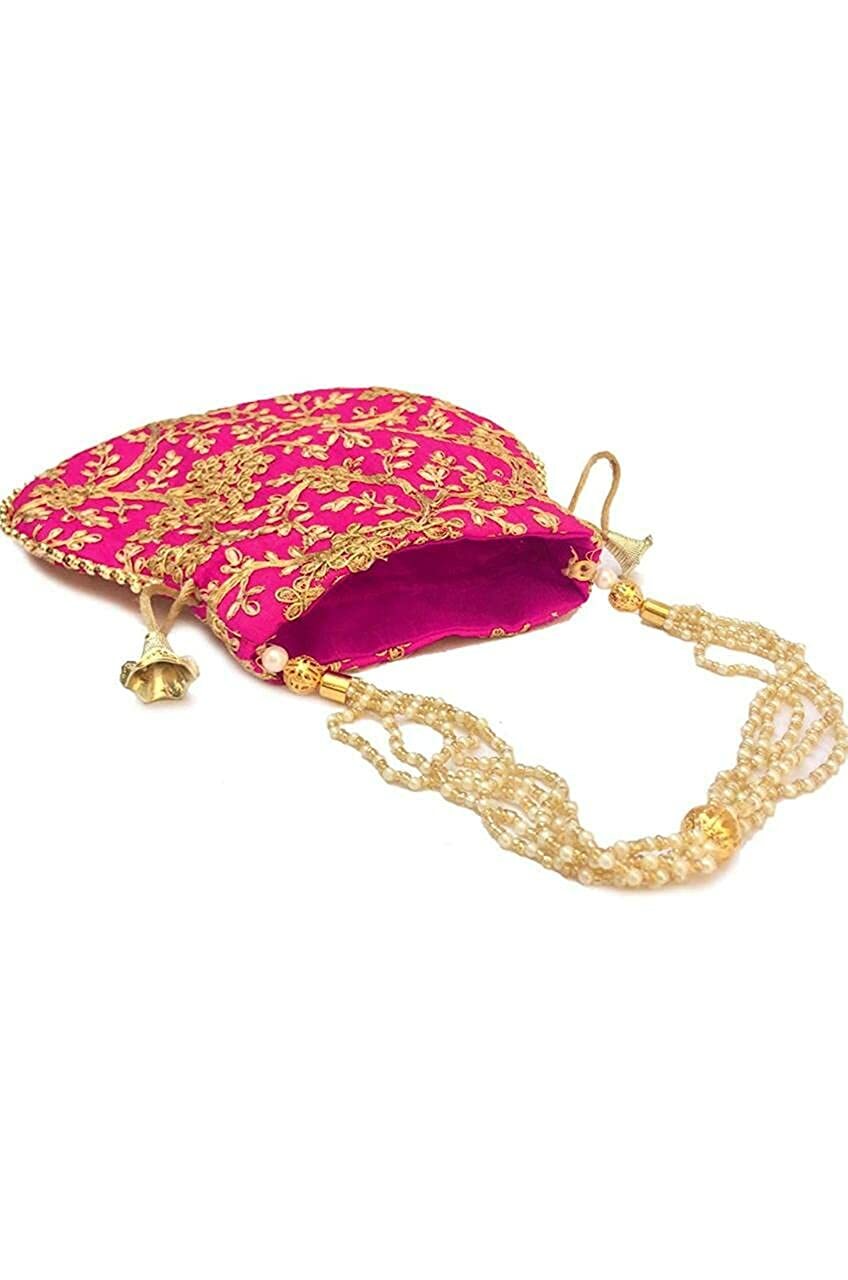 Rajasthani Style Royal Clutch Silk Batwa Bag Wristlets Ethnic Potli For Women’s
