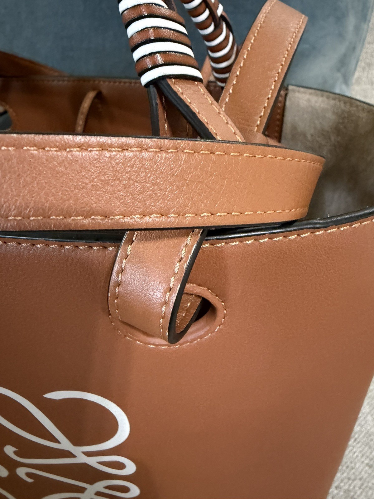 LOEWE Anagram Tote Bag Calfskin Leather Brown smooth calfskin basket handbag