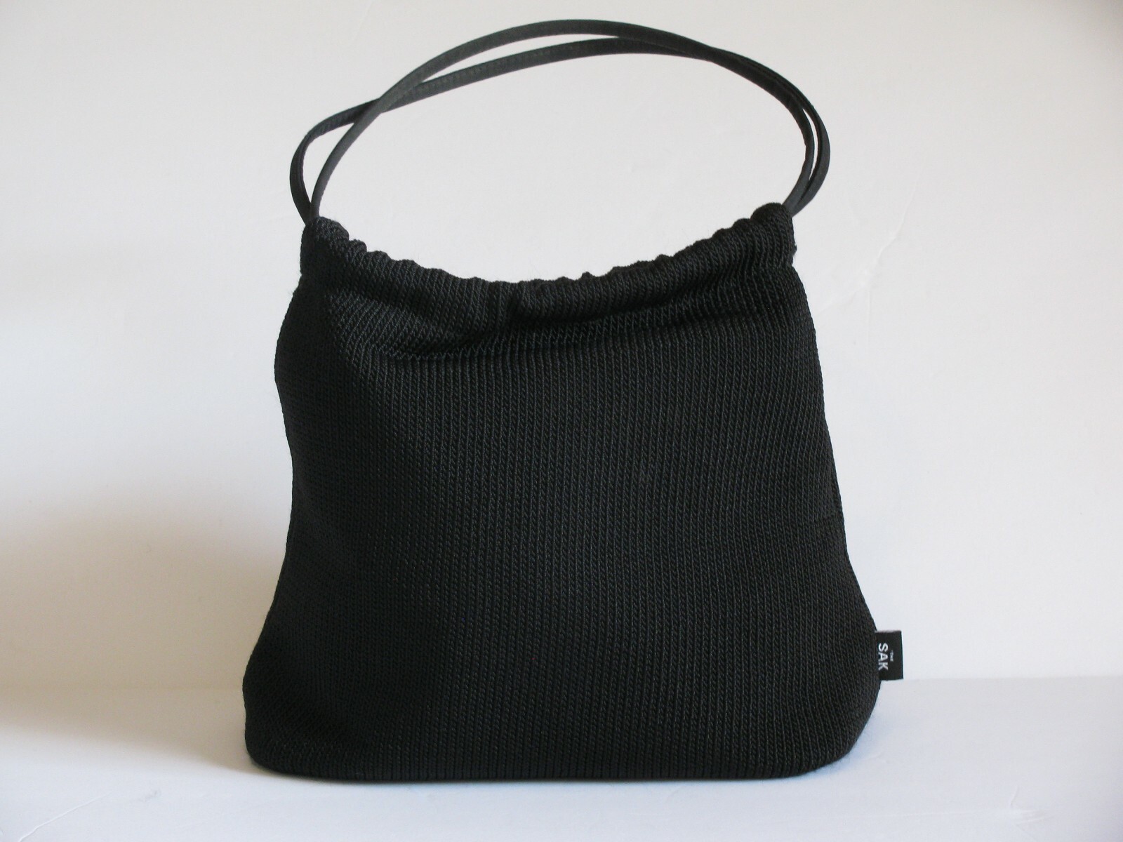 THE SAK Black Bag Crochet Double Handle Lightweight Packable Lined Purse