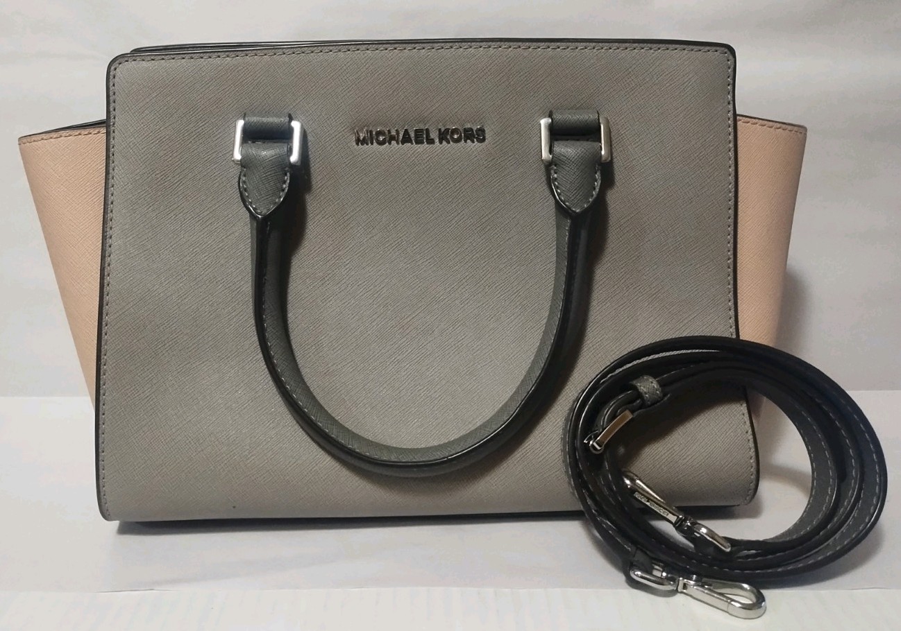 Michael Kors Women’s Selma Medium Top Zip Satchel Two Tone With Crossbody Strap