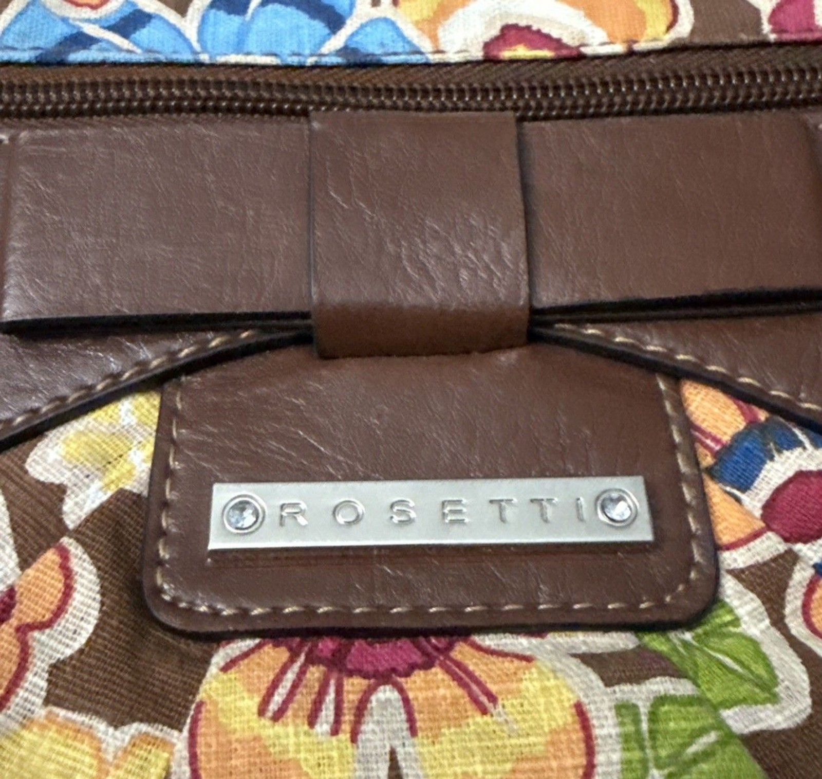 Rosetti Floral Canvas Crossbody Bag | 8.5 x 5.5 x 2 | Strap Adjusts Out To 52in