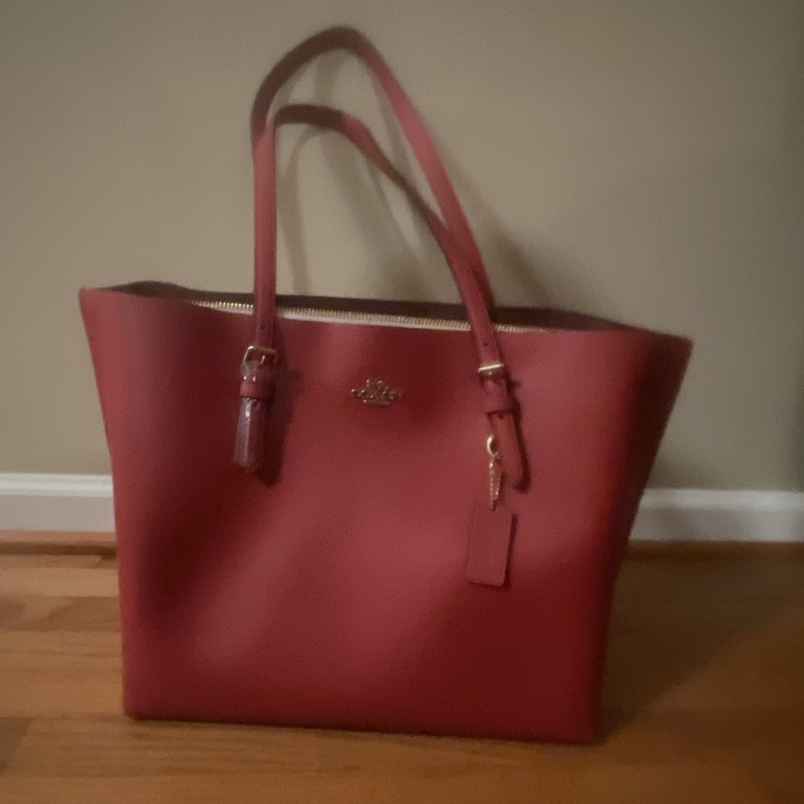 Coach Leather Mollie Tote: Apple Red
