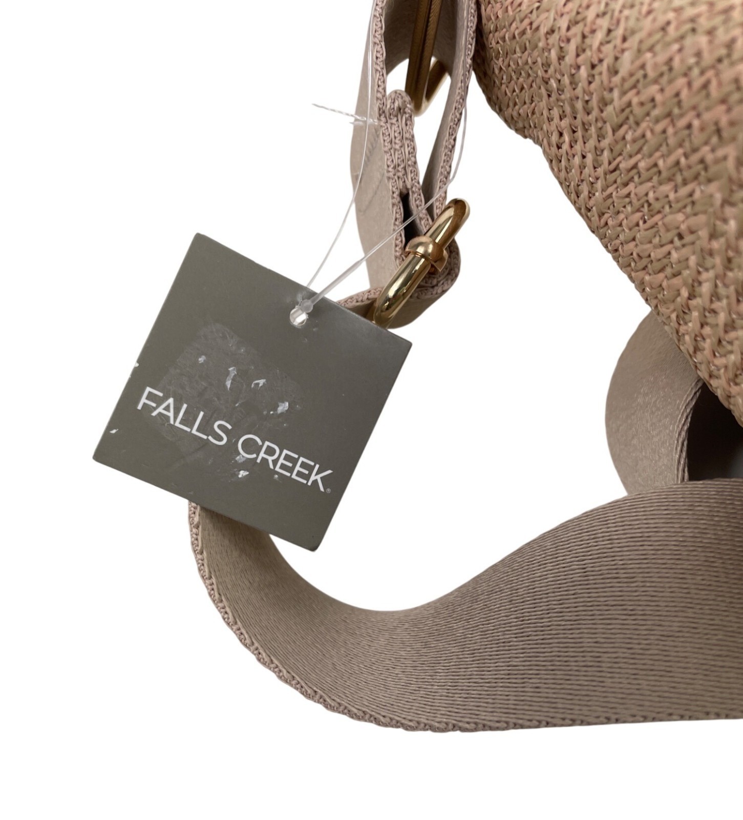 Falls Creek Beige & Pink Textured Crossbody Bag Adjustable Strap & Zip Closure