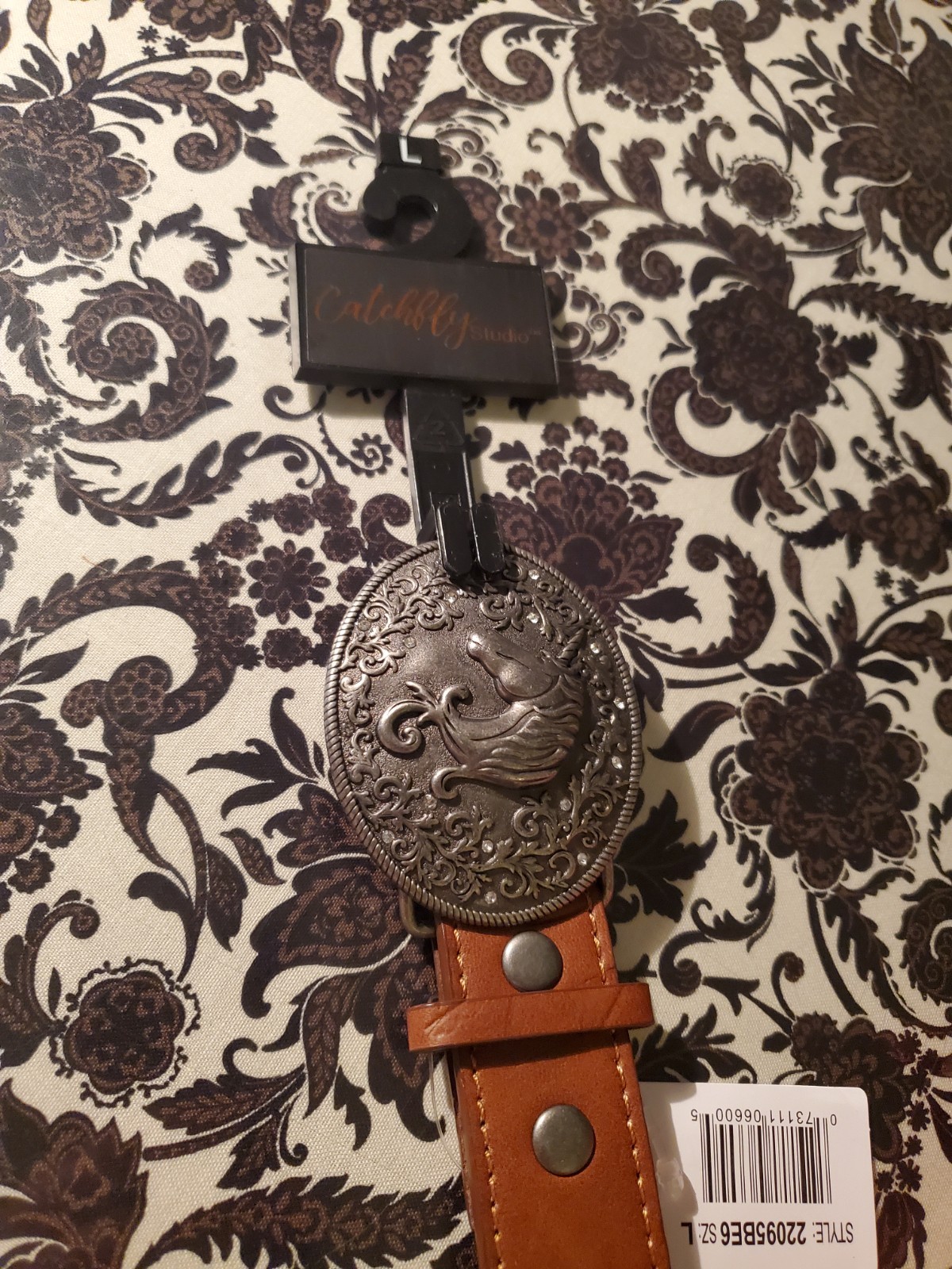 Catchfly Studio Leather Western Belt Unicorn Buckle Brown Kids Small Adult L