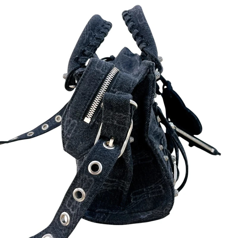 BALENCIAGA Neo Classic XS Black Denim Handbag 700940 #OKB2800