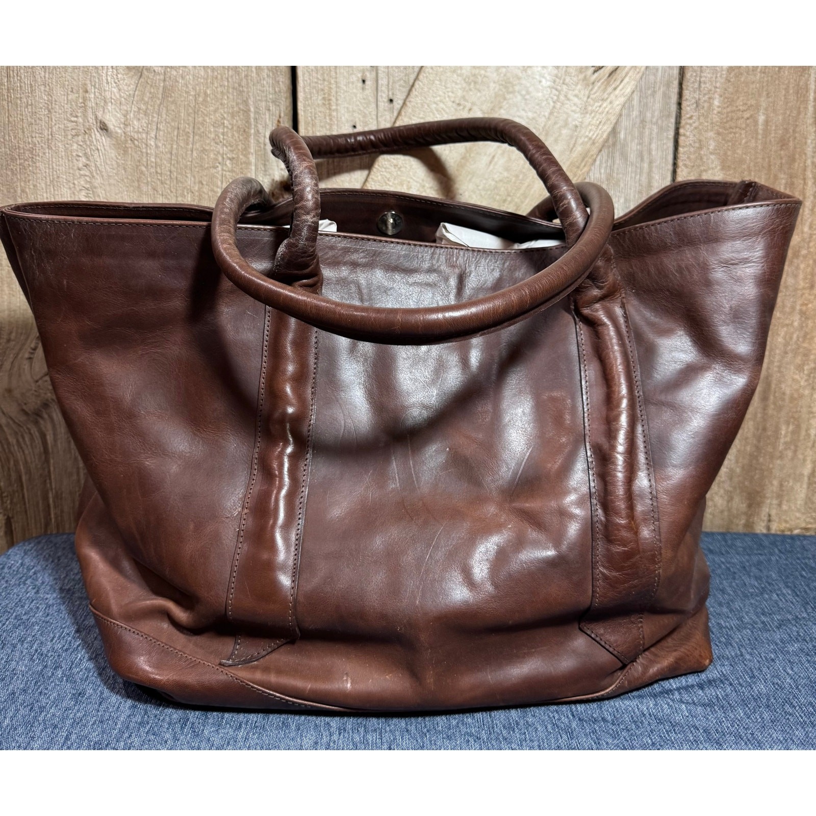 Retired Western Standard Now Known As WP Standard Large Brown Leather Tote Bag
