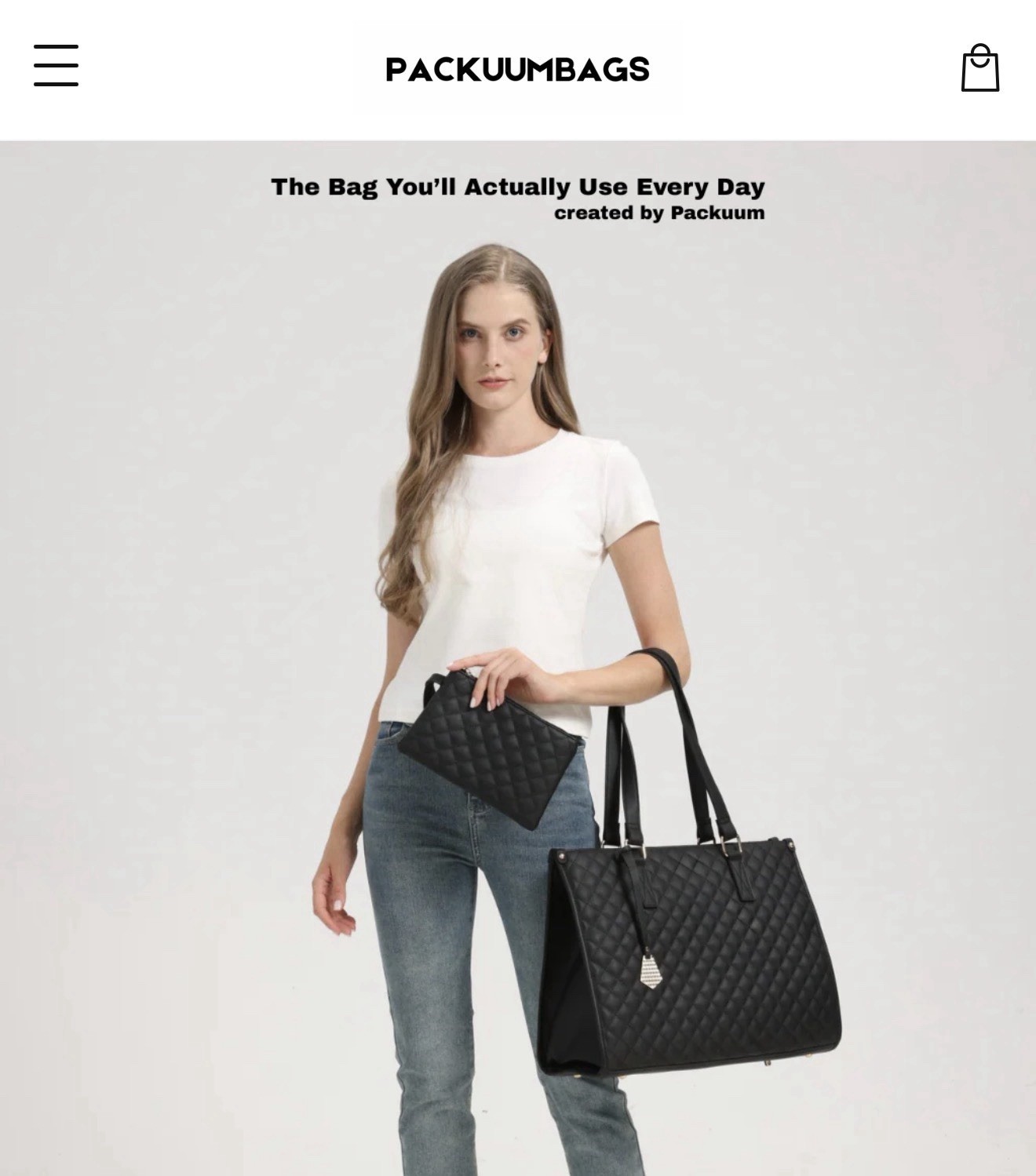 Packuumbags 3 In1 Women’s Tote bag (Black) NWT Sealed Authentic Original