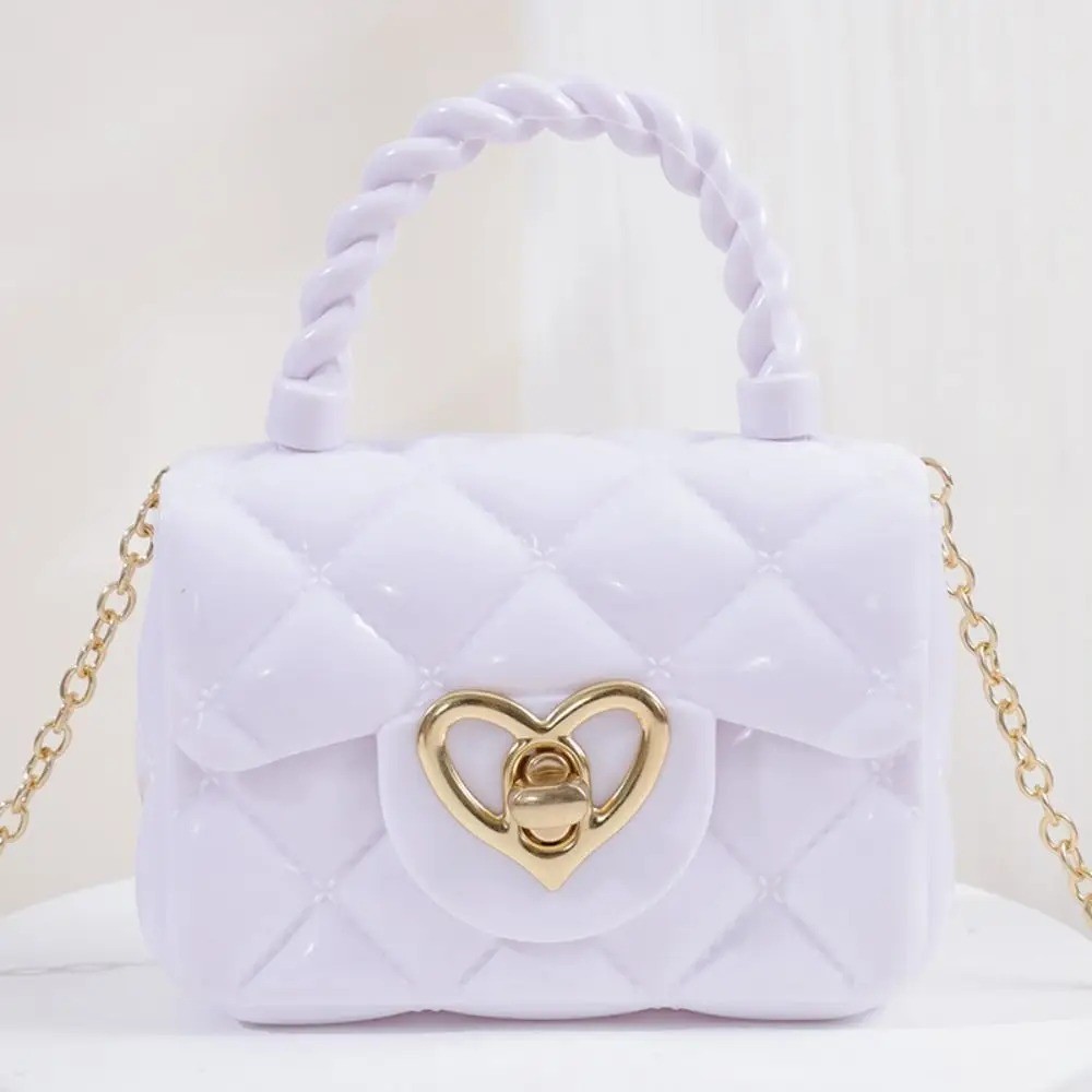 PU Leather Mini Quilted Shoulder Bag Heart Lock Chain Crossbody for women Girls