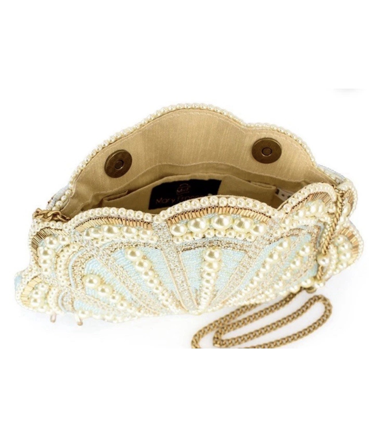 Mary Frances Seaside Luxury Pearl and Beaded Shell Crossbody Handbag