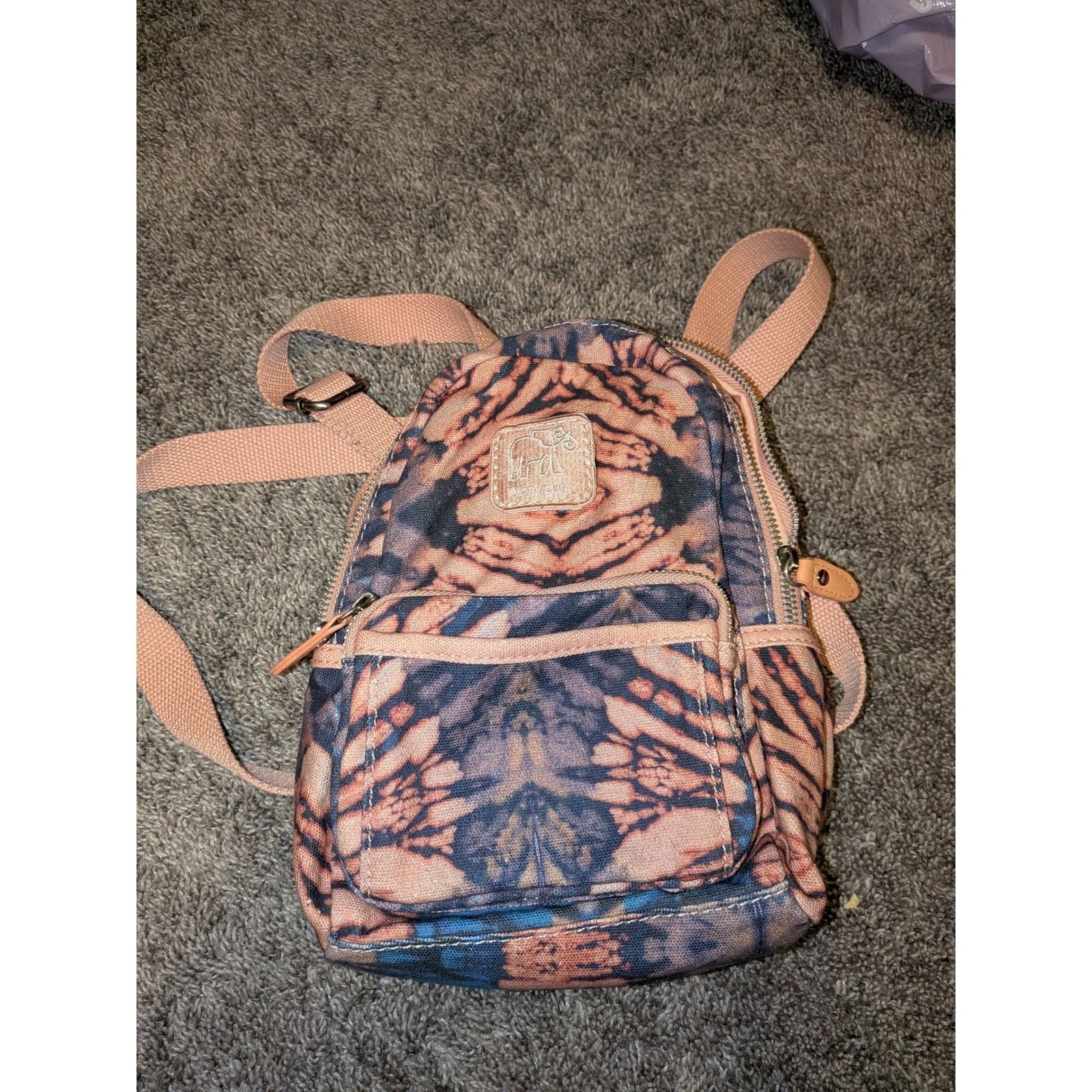 Ivory Ella Mini Backpack Canvas Tie Dye Pink Blue Orange Small Festival Bag