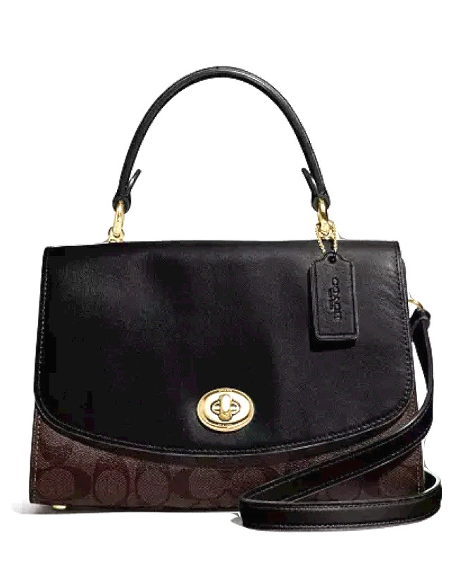 Coach Tilly Top Handle Satchel Signature Canvas Leather Crossbody Handbag F76620