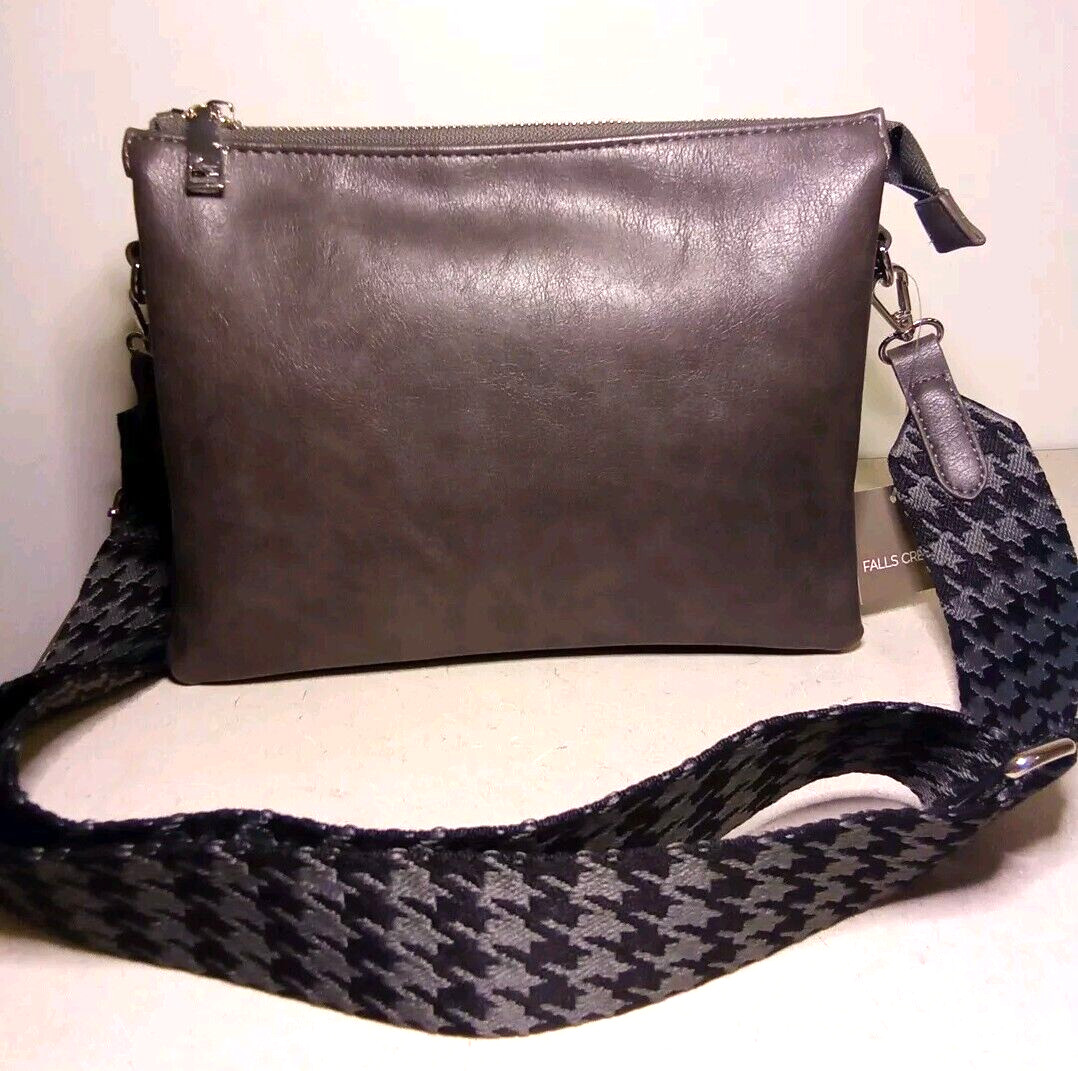 Falls Creek Crossbody Purse W/Stainless Steel Hardware Size 8″x10″ Dark Gray