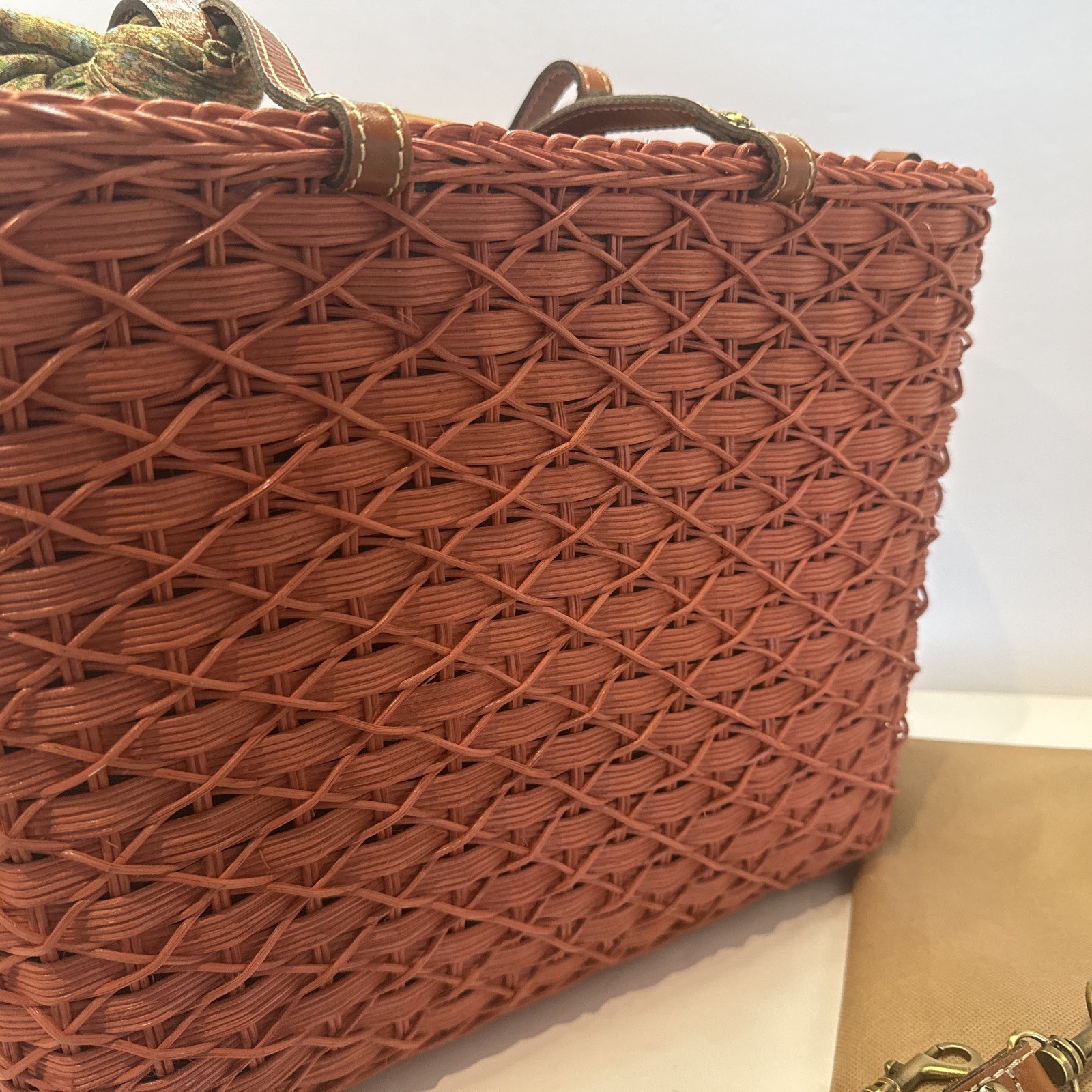 NWT Patricia Nash Talara Specialty Woven Rattan Handbag Tote Natural Straw Boho