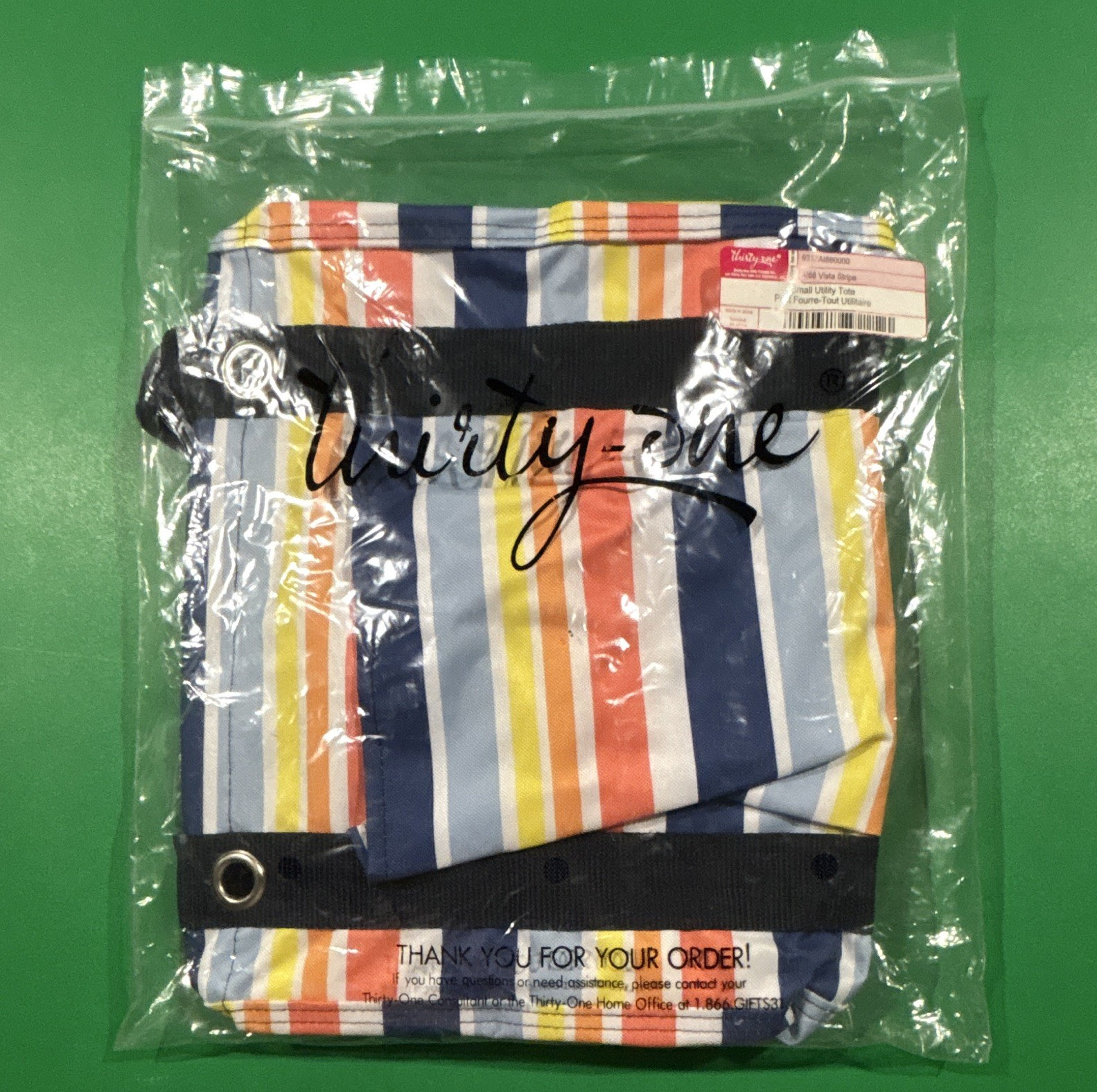 Thirty-One Small Utility Tote Vista Stripe Multicolor Striped Zip Crossbody