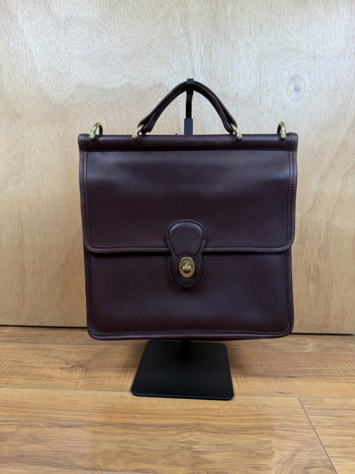 COACH Vintage 80s/90s Willis 9927 Mahogany Brown Leather Handbag Purse W/O Strap