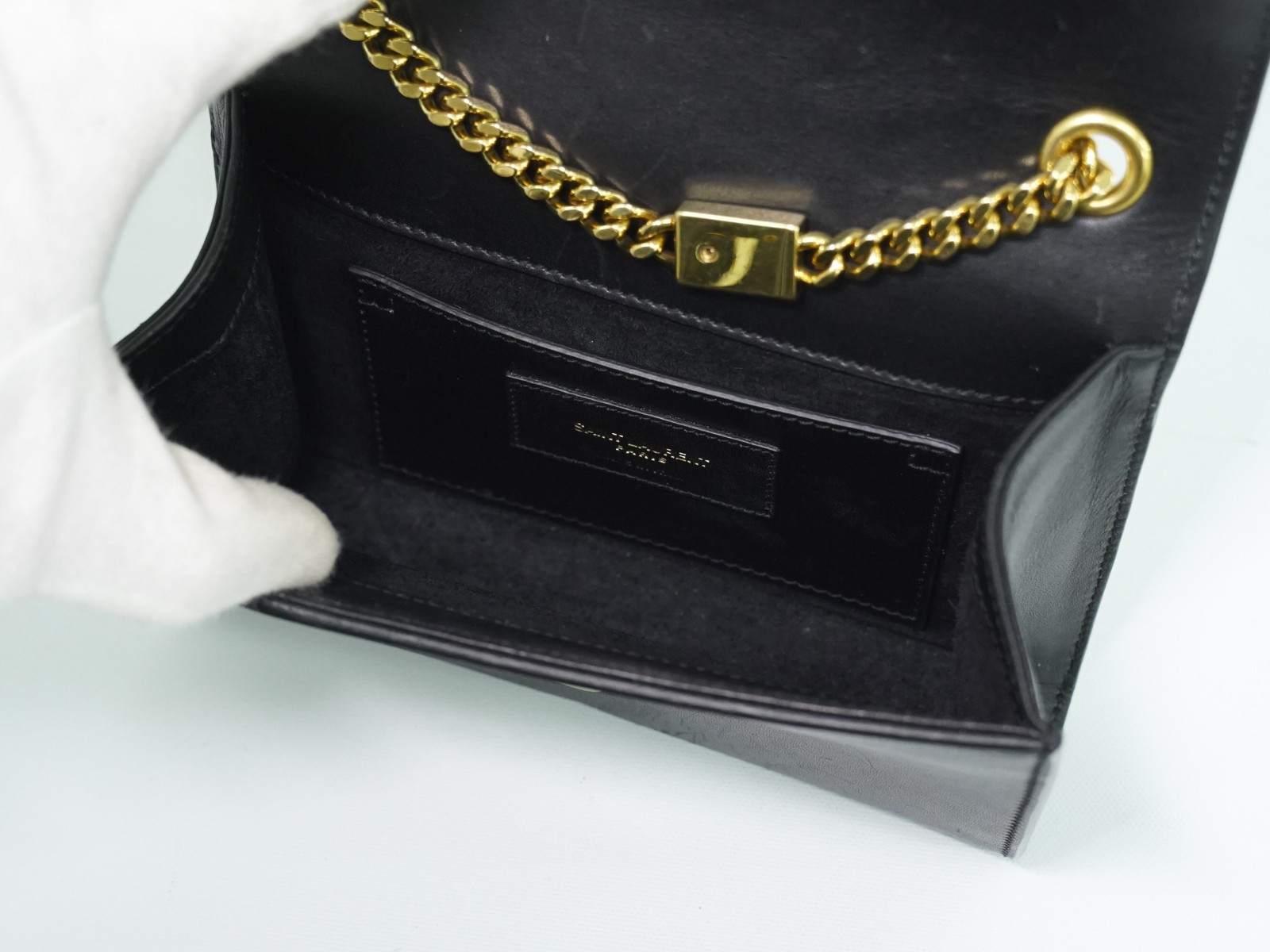 SAINT LAURENT Kate Tassel Leather Chain Shoulder Crossbody Bag Black Gold YSL