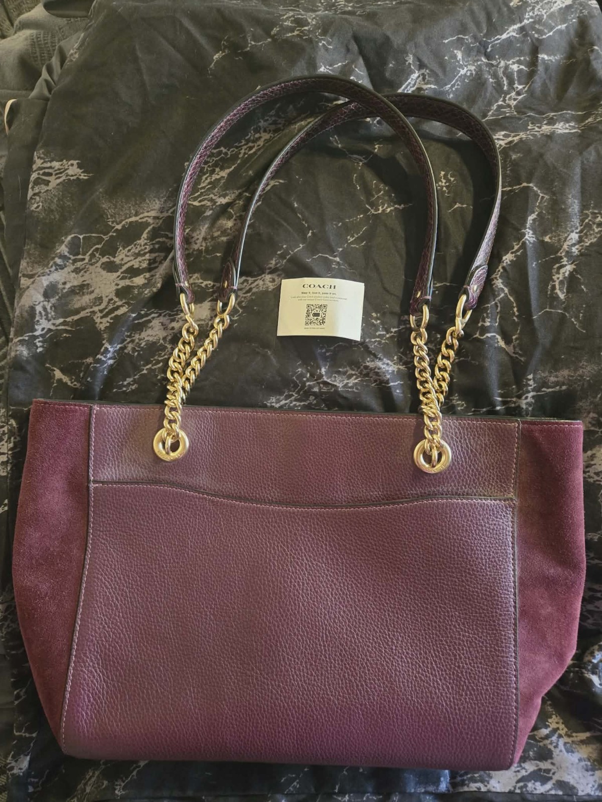 Coach Cammie Chain Bucket Bag With Matching Shoes In Size 10 Boysenberry Color.