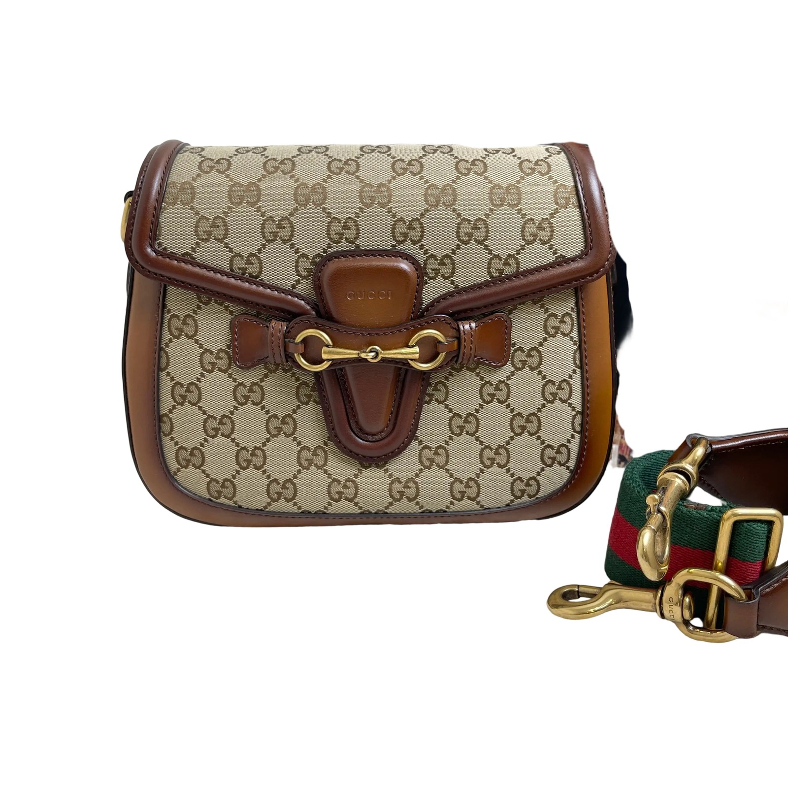 Gucci Horsebit Khaki GG Canvas Saddle Bag