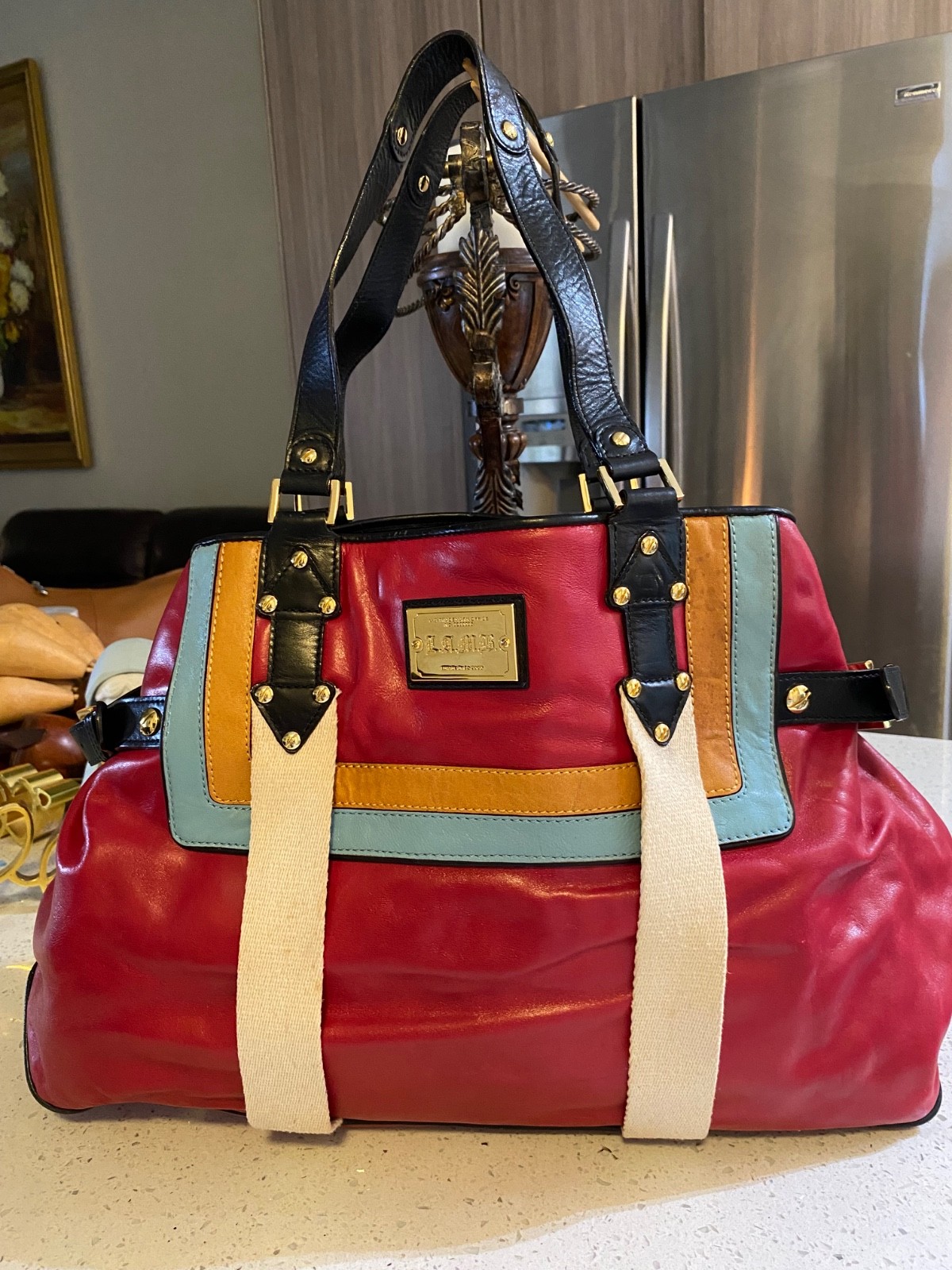Vintage Y2K L.amb by Gwen Stefani red leather X large Tote bag (Gorgeous /RARE)