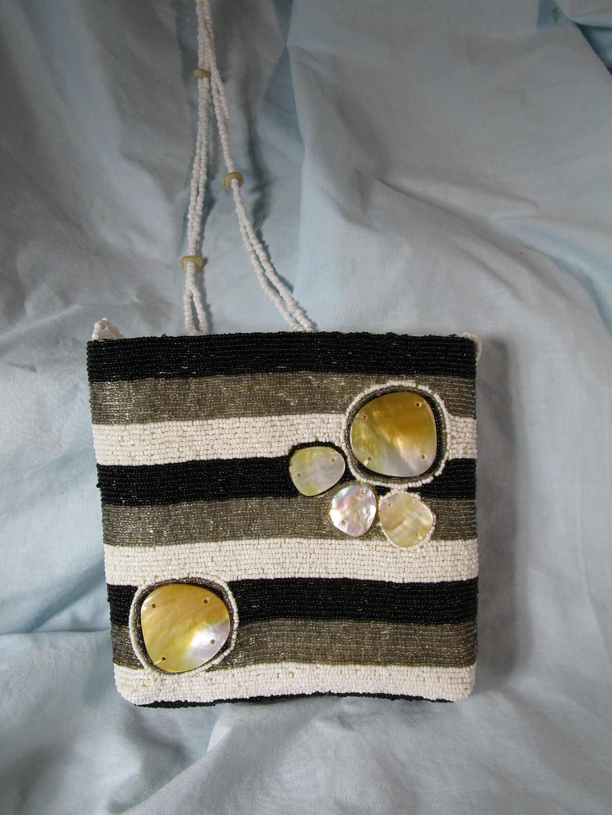 MANGOS Bead & Abalone Shell Small Handbag/Purse with Strap