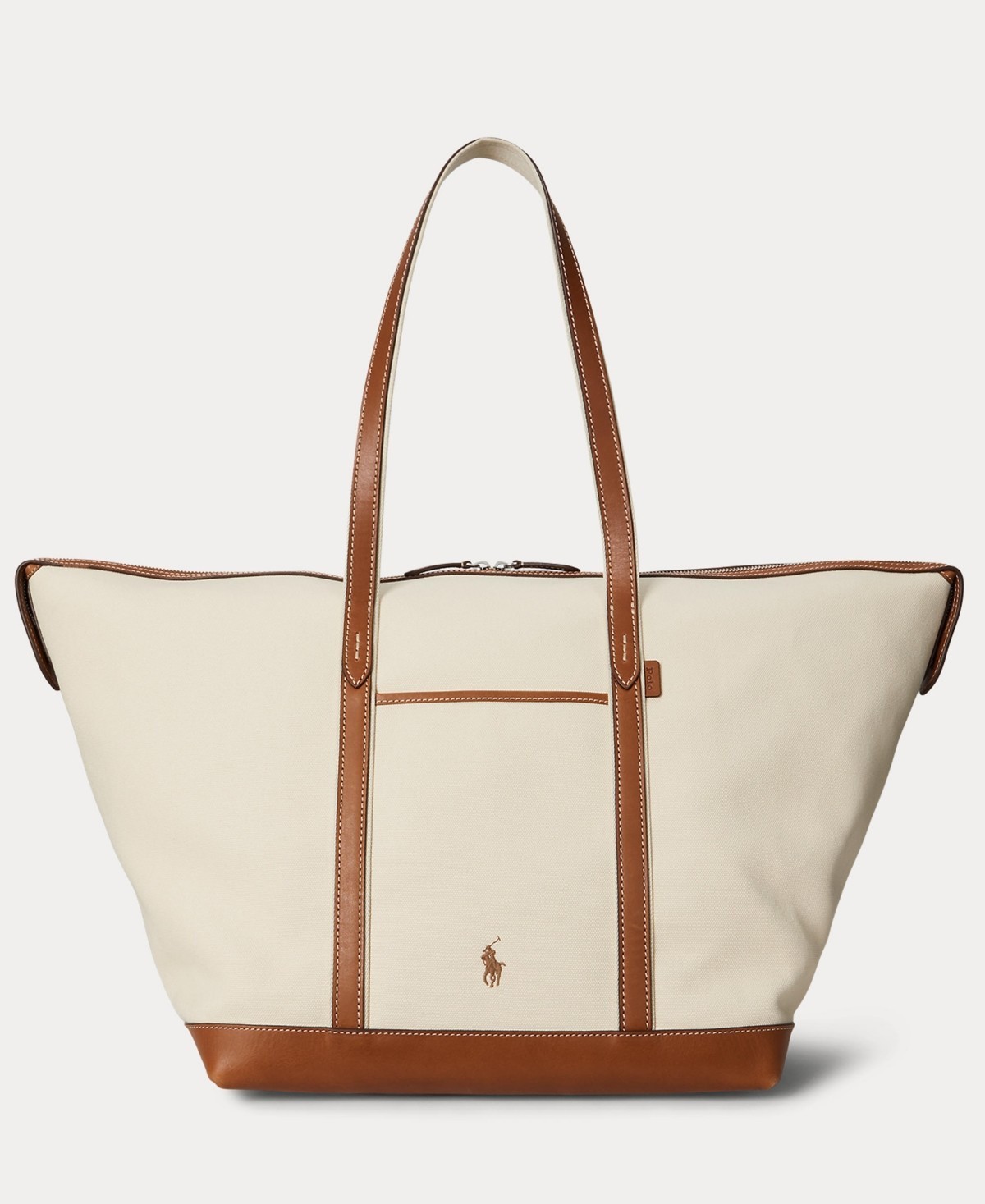 Polo Ralph Lauren Women’s Leather-Trim Canvas Large Shopper Tote MSRP $398