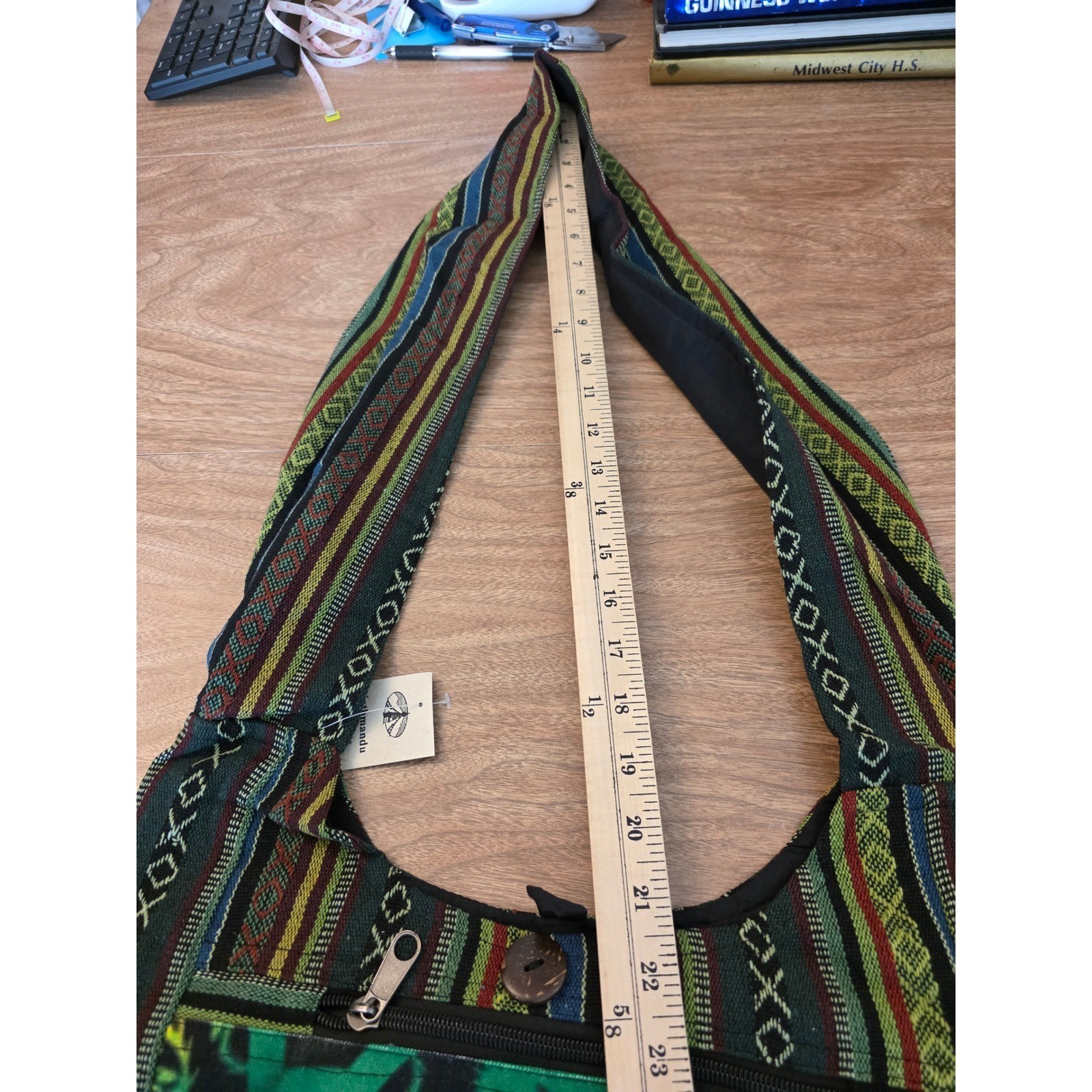 Kathmandu Imports Peace Sign Tiger Mandala Boho Cotton Crossbody Sling Bag Nepal