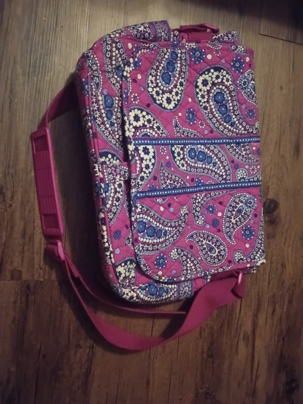Vera Bradley Crossbody Laptop Bag Paisley Pink, Blue And White