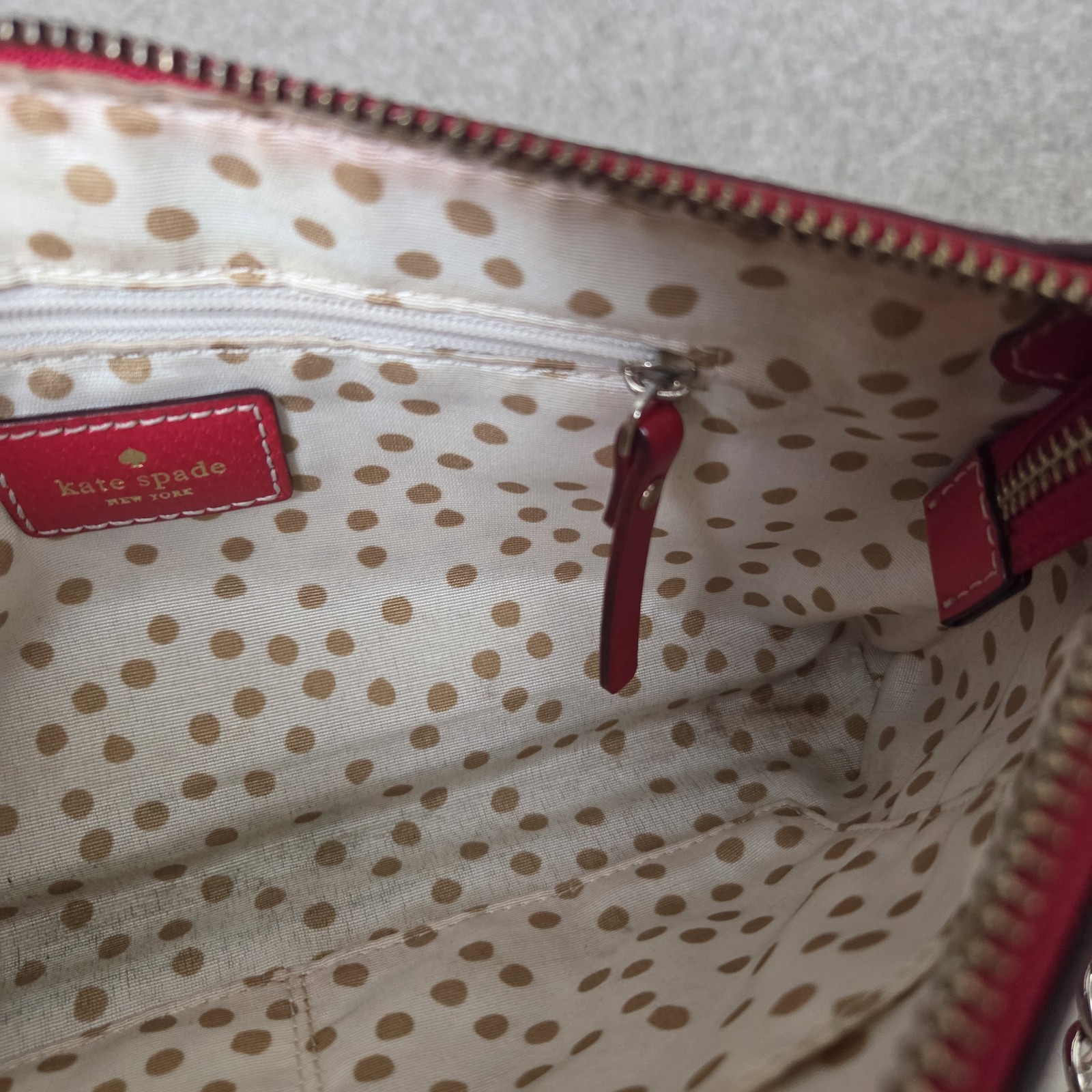 Kate Spade Wellesley Byrd Shoulder Bag RED Leather Chain Strap Purse