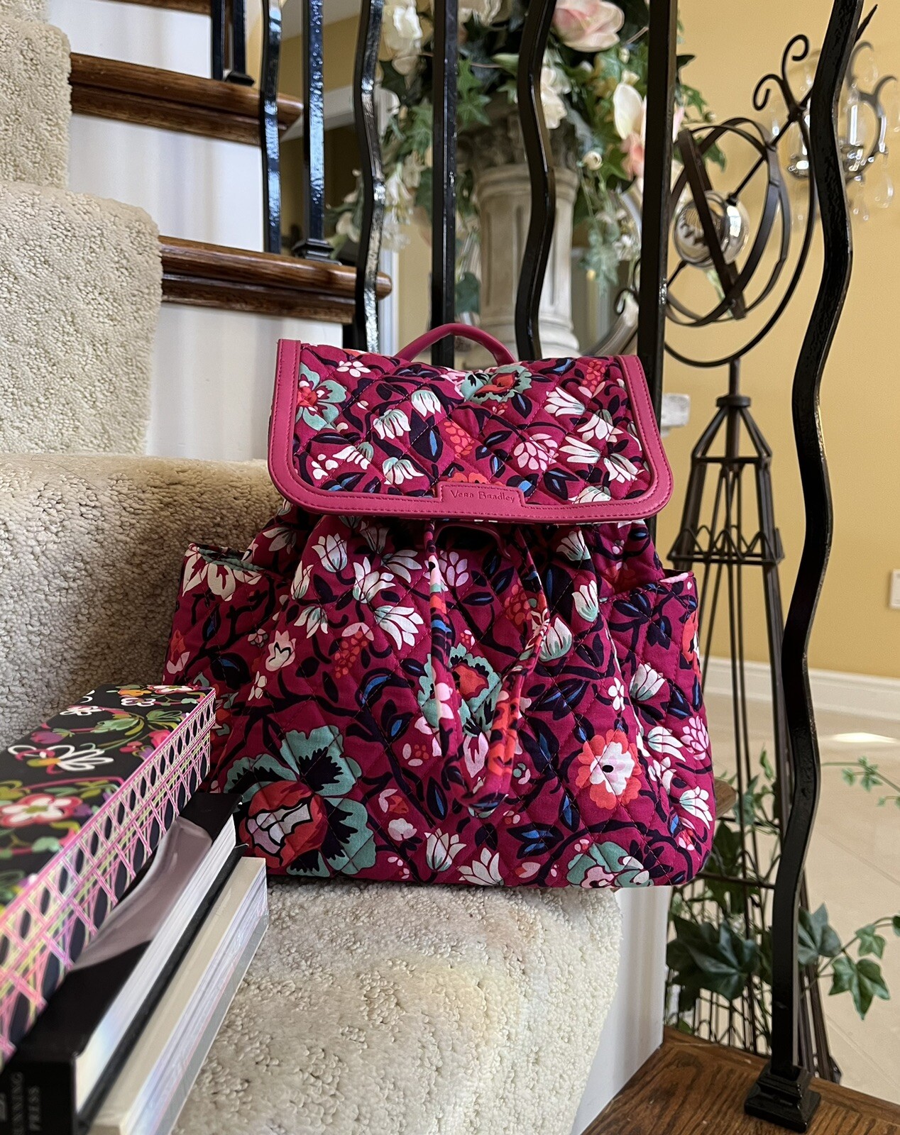 Vera Bradley Fashion Backpack in Bloom Berry Silver Toned Hardware $125 NWT