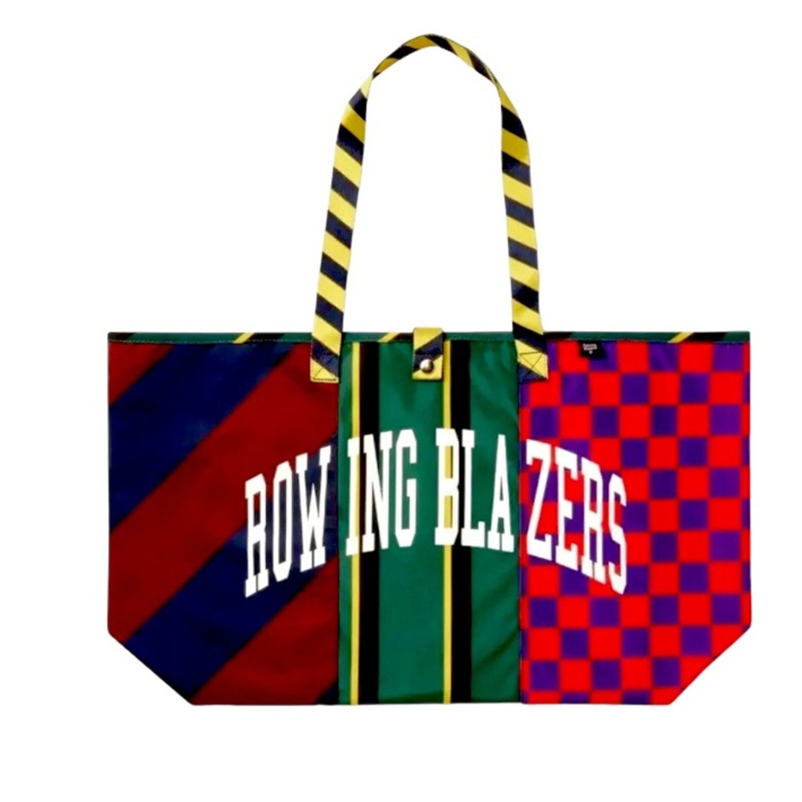 Rowing Blazers x Target Rugby Stripe Reusable Tote Plaid Snap Buttons – 2 Bags
