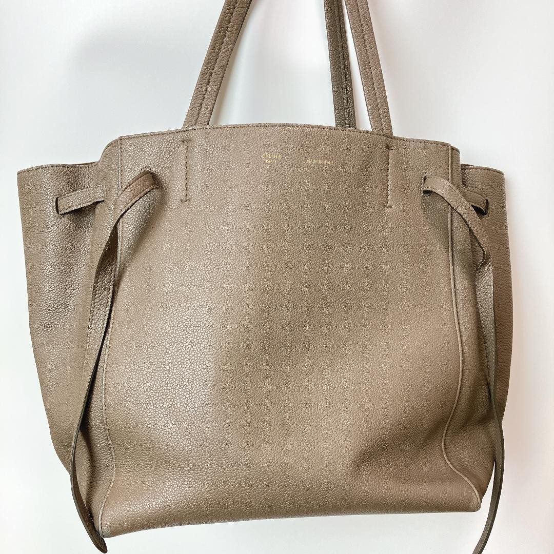 CELINE Cabas Phantom Beige Grained Leather Tote Bag Large Business Auth